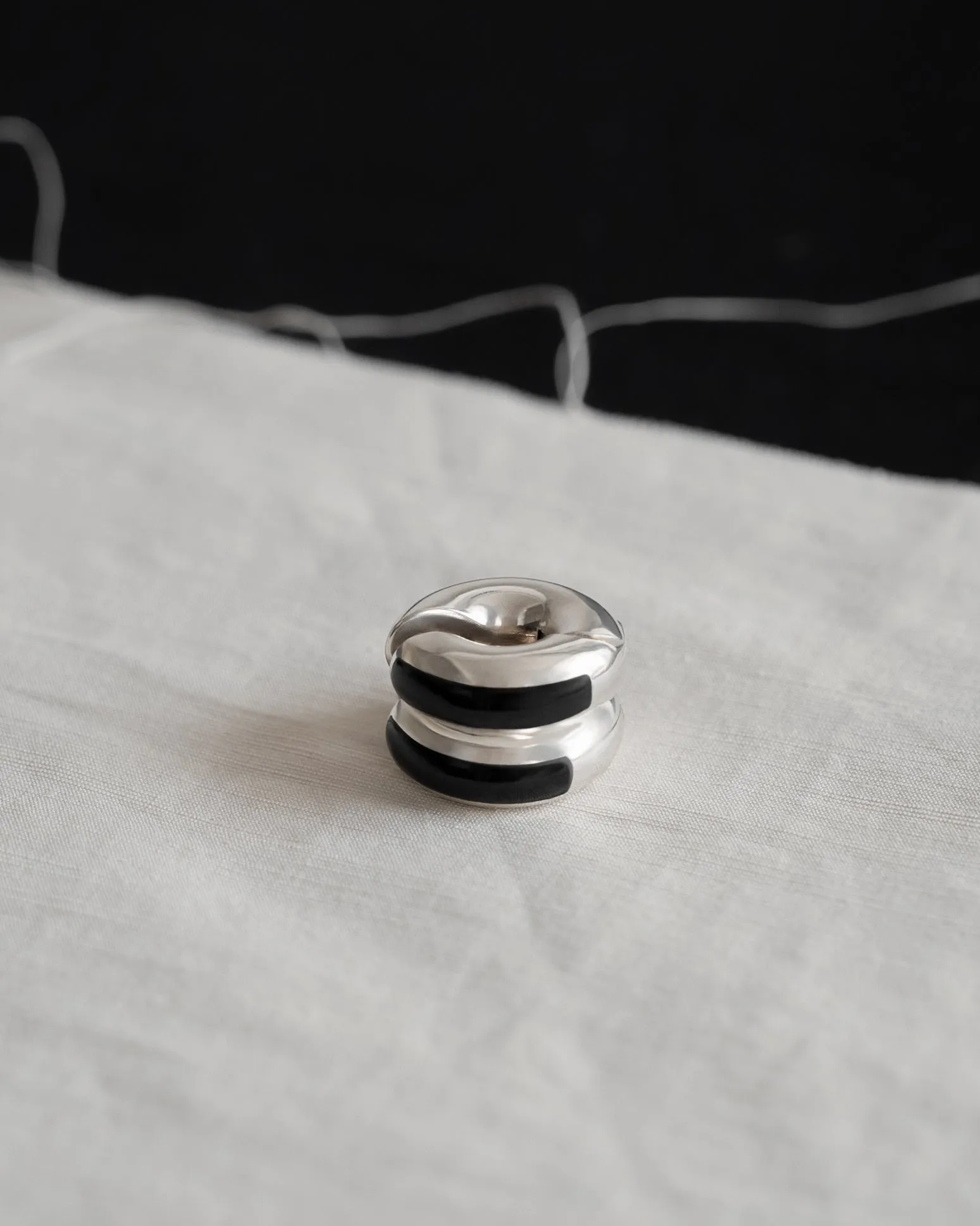 Sculpture Hoops (Onyx Inlay) sold by J. Hannah Jewelry product image thumbnail 3
