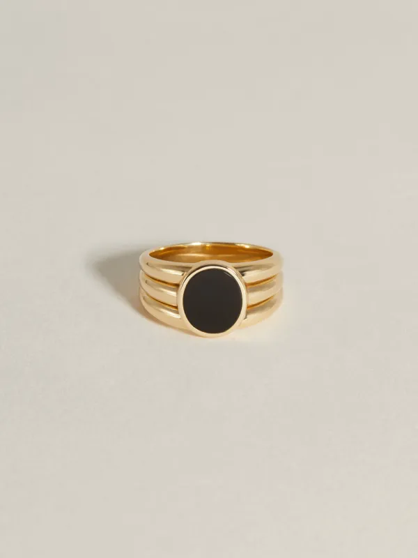 Stacked Inlay Signet (Onyx) sold by J. Hannah Jewelry