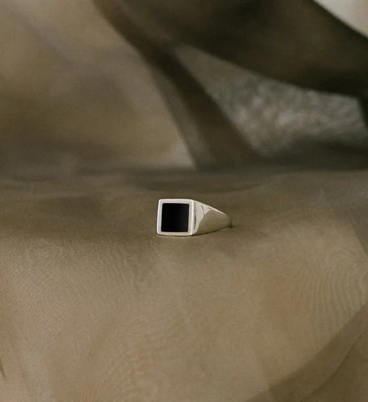 Rectangle Inlay Signet (Onyx) sold by J. Hannah Jewelry