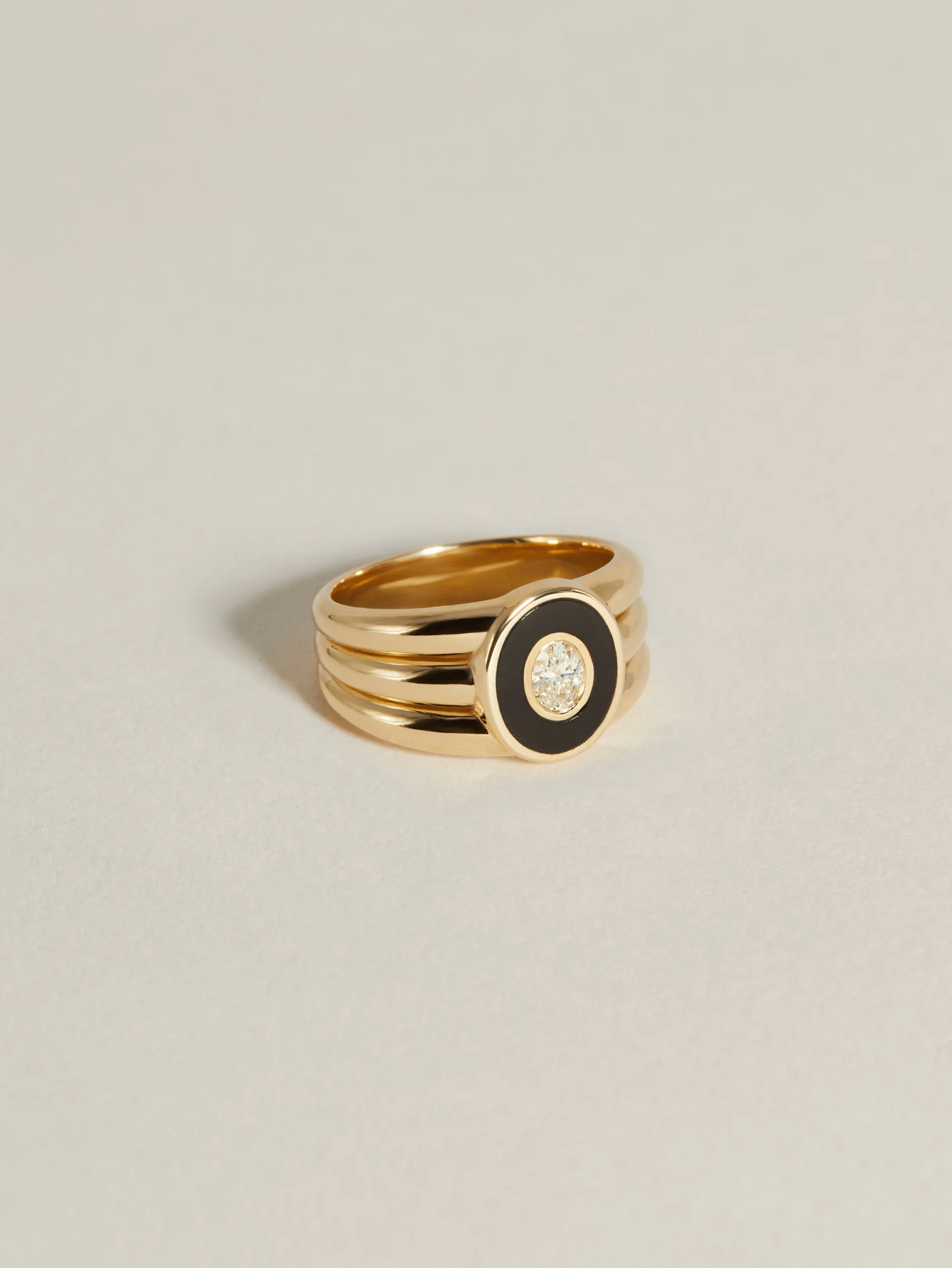 Stacked Inlay Signet (Onyx & Diamond) sold by J. Hannah Jewelry product image thumbnail 4
