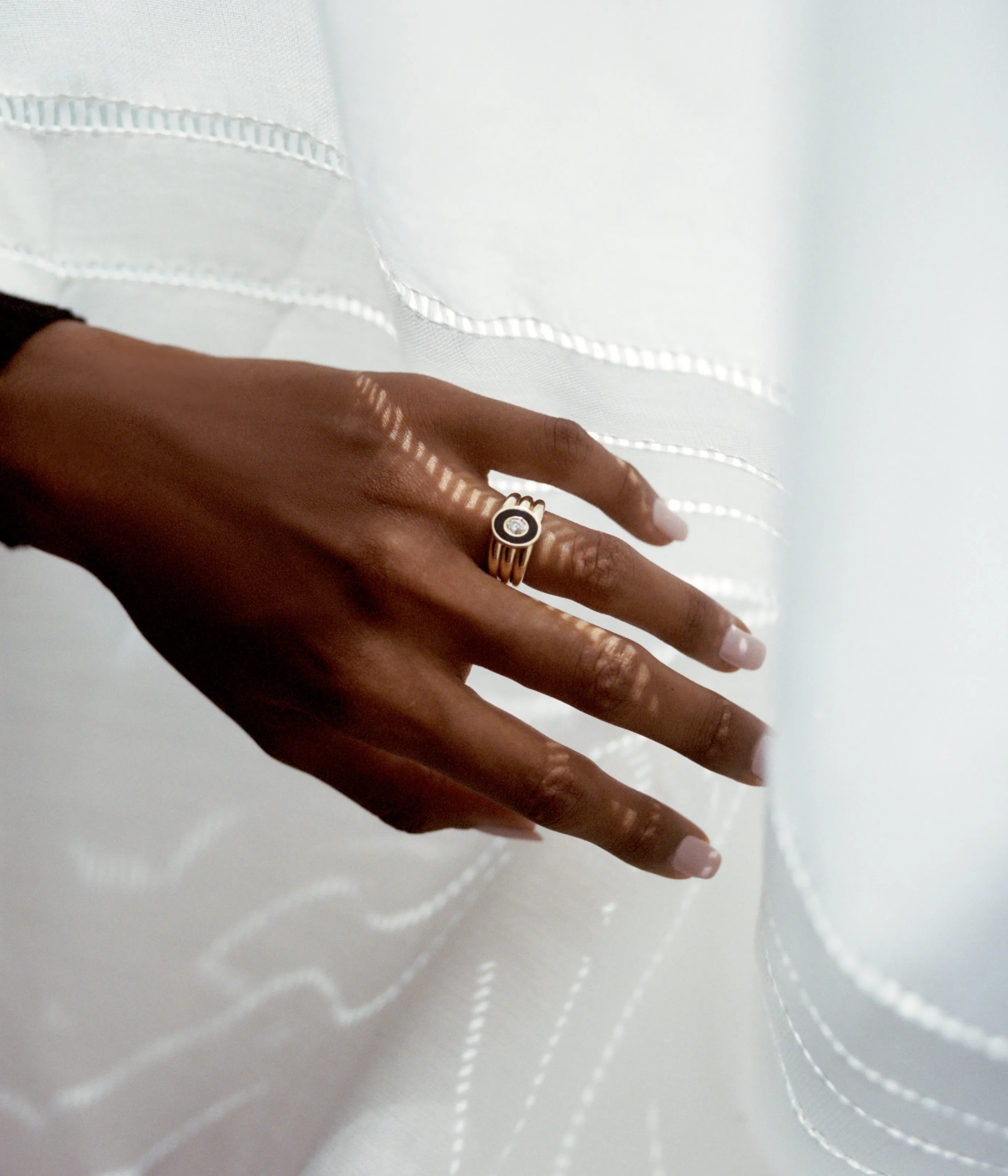 Stacked Inlay Signet (Onyx & Diamond) sold by J. Hannah Jewelry product image thumbnail 5