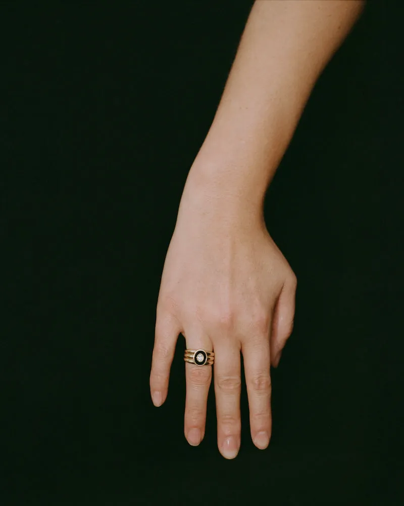 Stacked Inlay Signet (Onyx & Diamond) sold by J. Hannah Jewelry product image thumbnail 3