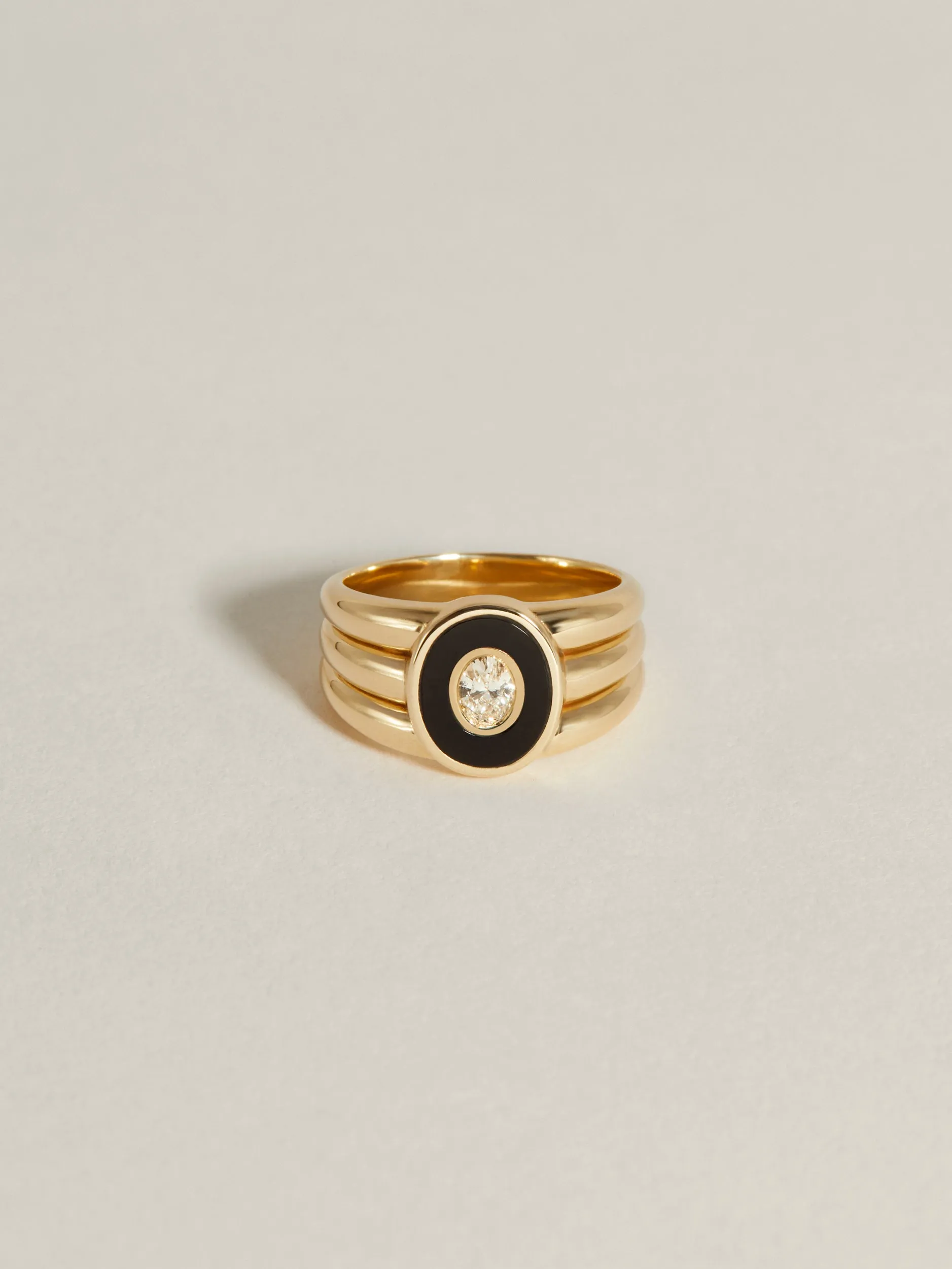 Stacked Inlay Signet (Onyx & Diamond) sold by J. Hannah Jewelry product image thumbnail 2