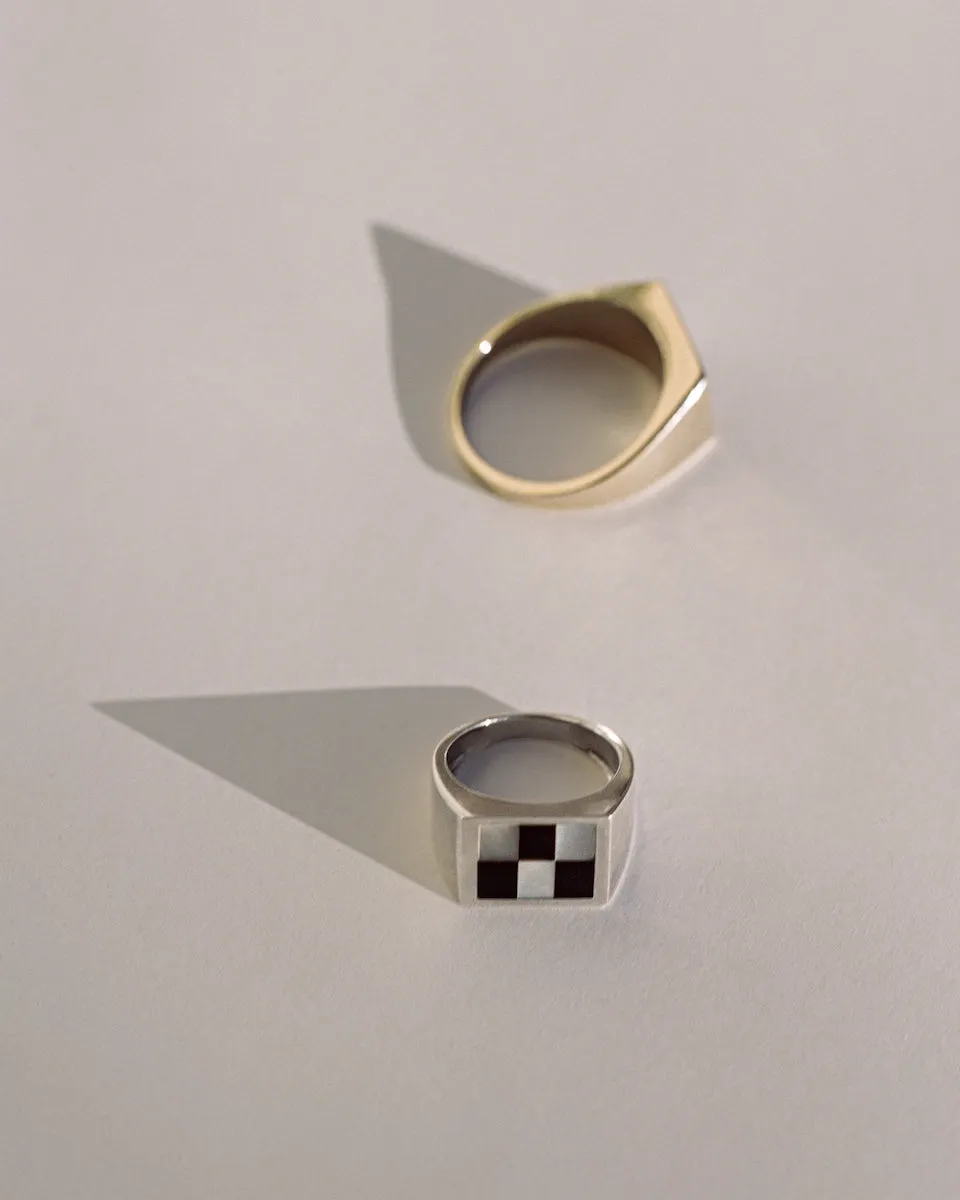 Chess Inlay Signet (Onyx & Mother of Pearl) sold by J. Hannah Jewelry product image thumbnail 2