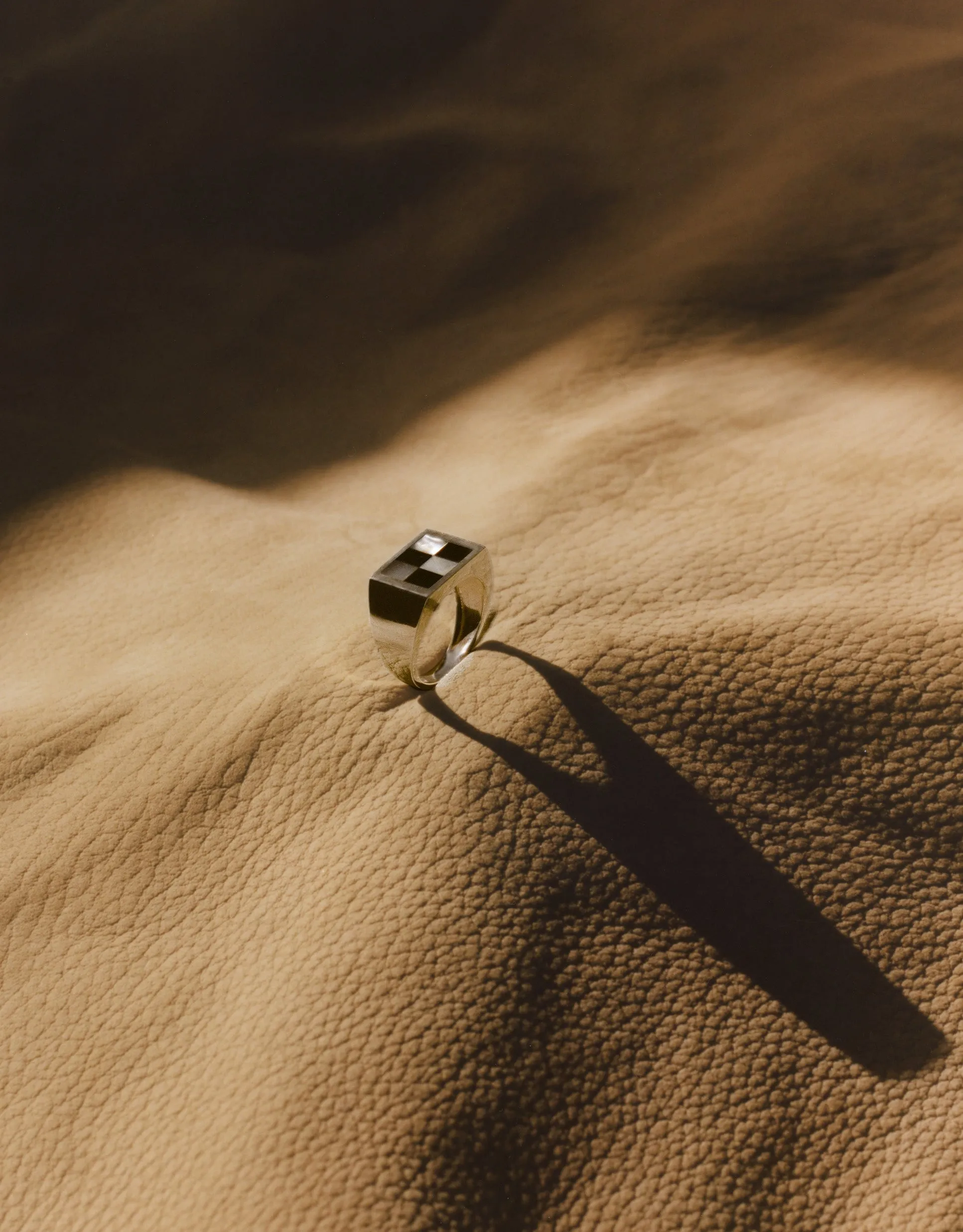 Chess Inlay Signet (Onyx & Mother of Pearl) sold by J. Hannah Jewelry product image thumbnail 5