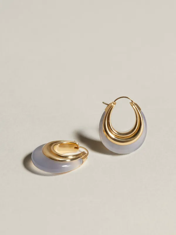Gemstone Strata Hoop (Blue Chalcedony) made by J. Hannah Jewelry