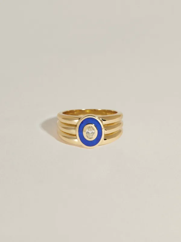 Stacked Inlay Signet (Lapis & Diamond) sold by J. Hannah Jewelry