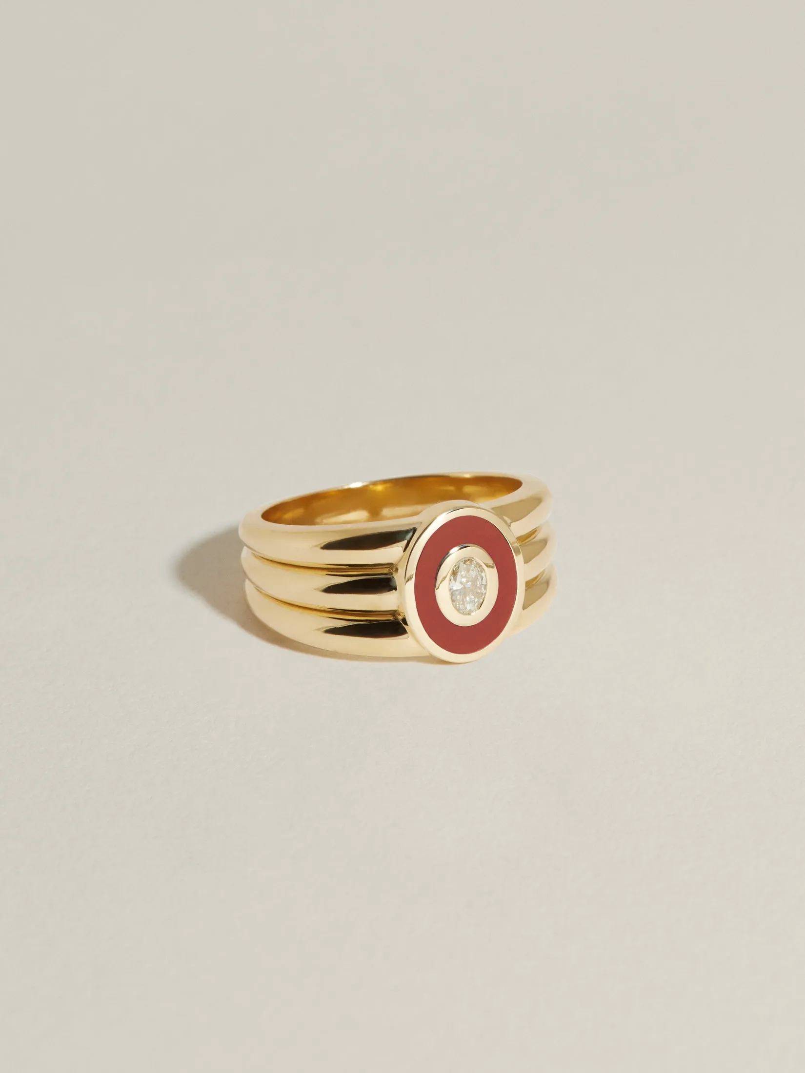 Stacked Inlay Signet (Red Jasper & Diamond) sold by J. Hannah Jewelry product image thumbnail 2