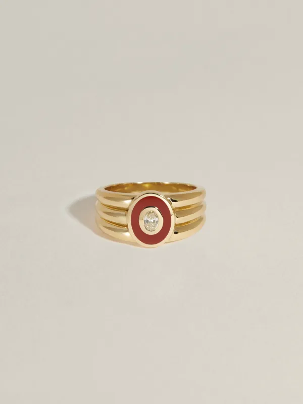 Stacked Inlay Signet (Red Jasper & Diamond) sold by J. Hannah Jewelry