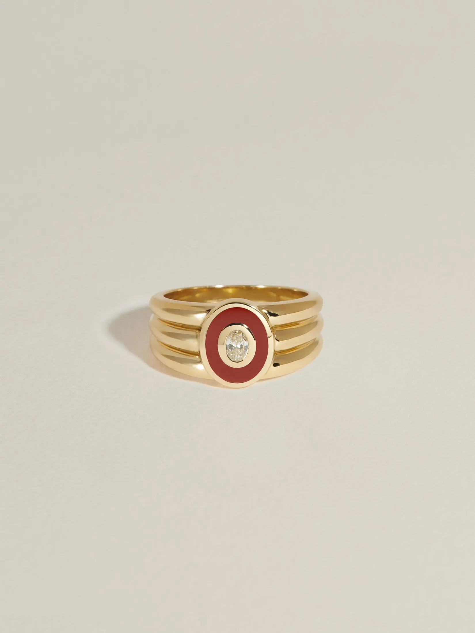 Stacked Inlay Signet (Red Jasper & Diamond) sold by J. Hannah Jewelry