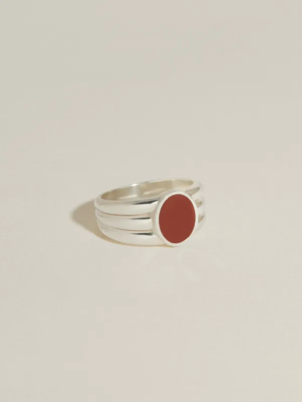 Stacked Inlay Signet (Red Jasper) sold by J. Hannah Jewelry