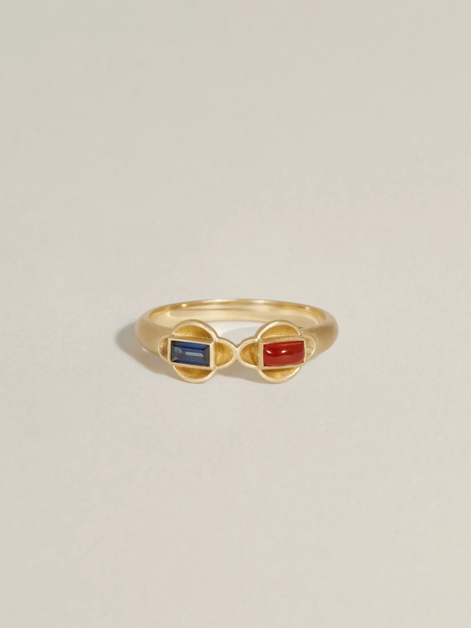 Diptych Ring (Carnelian & Sapphire) sold by J. Hannah Jewelry