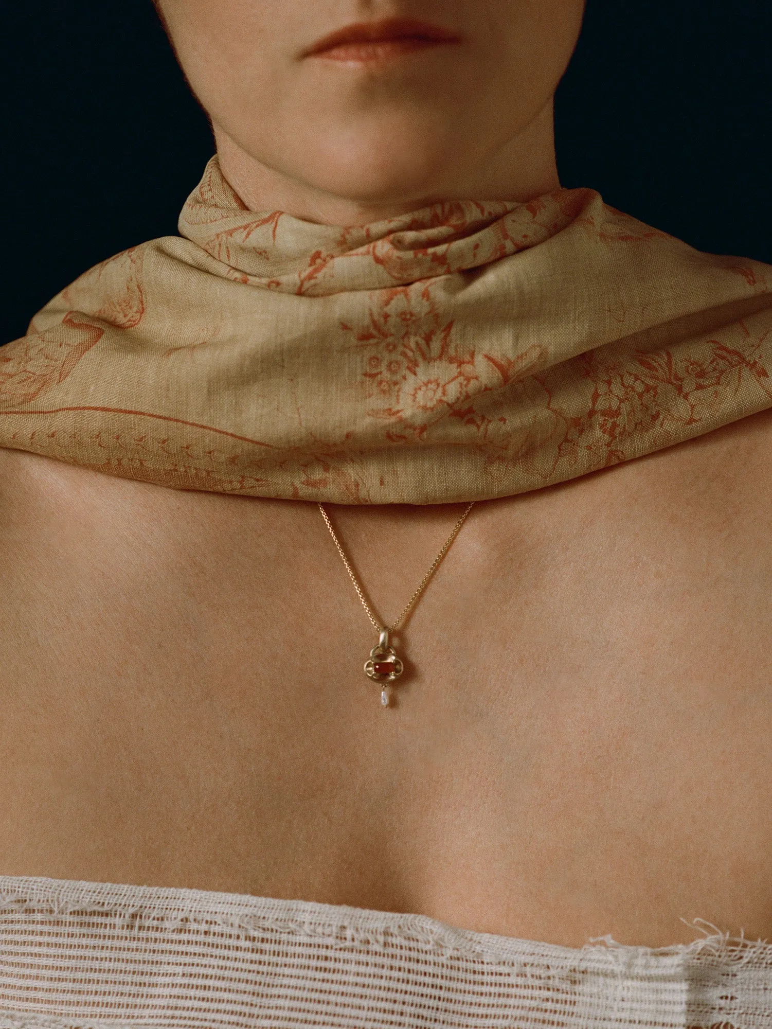 Quatrefoil Pendant (Carnelian & Pearl) sold by J. Hannah Jewelry product image thumbnail 2