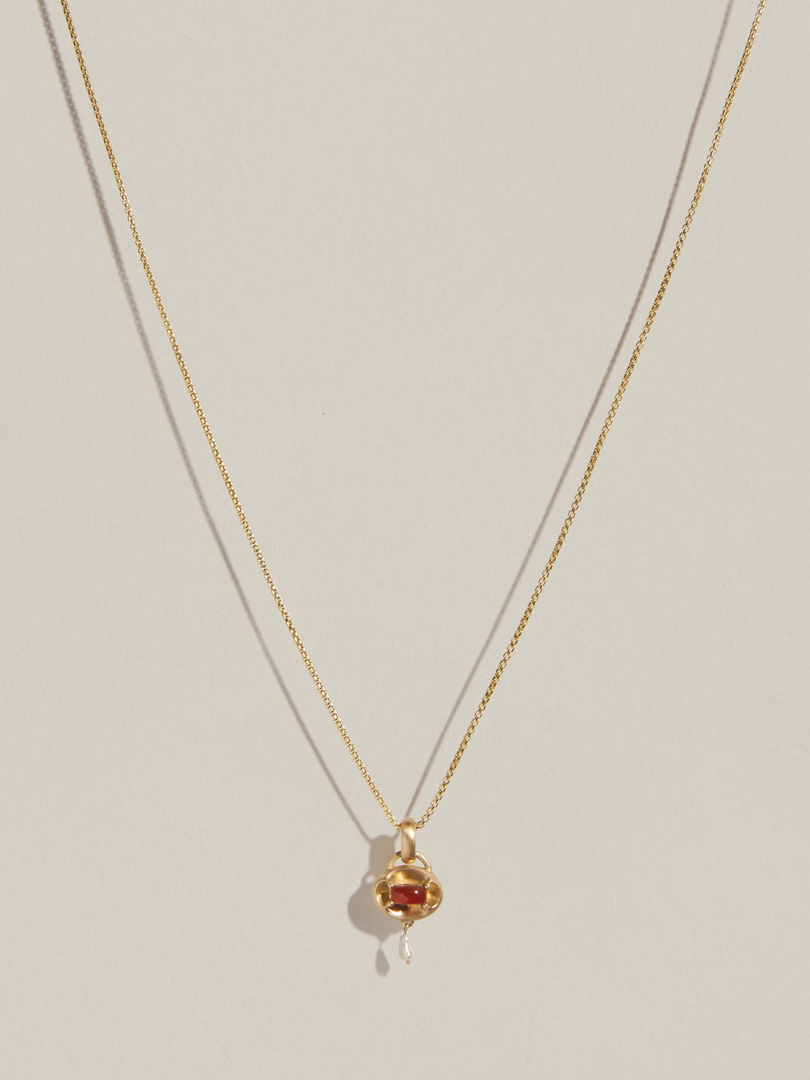 Quatrefoil Pendant (Carnelian & Pearl) sold by J. Hannah Jewelry product image thumbnail 3