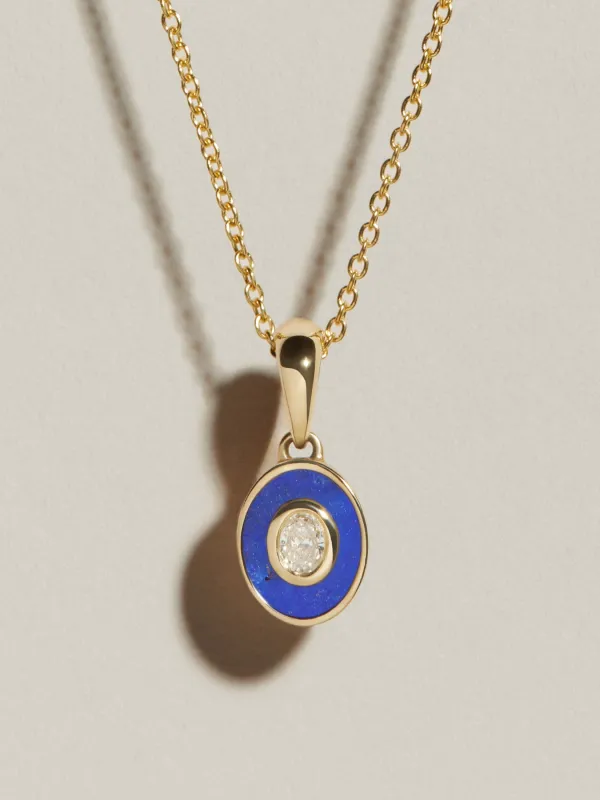 Oval Signet Pendant (Lapis & Diamond) sold by J. Hannah Jewelry