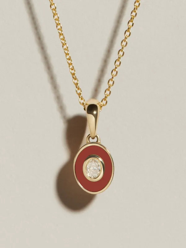 Oval Signet Pendant (Red Jasper & Diamond) sold by J. Hannah Jewelry