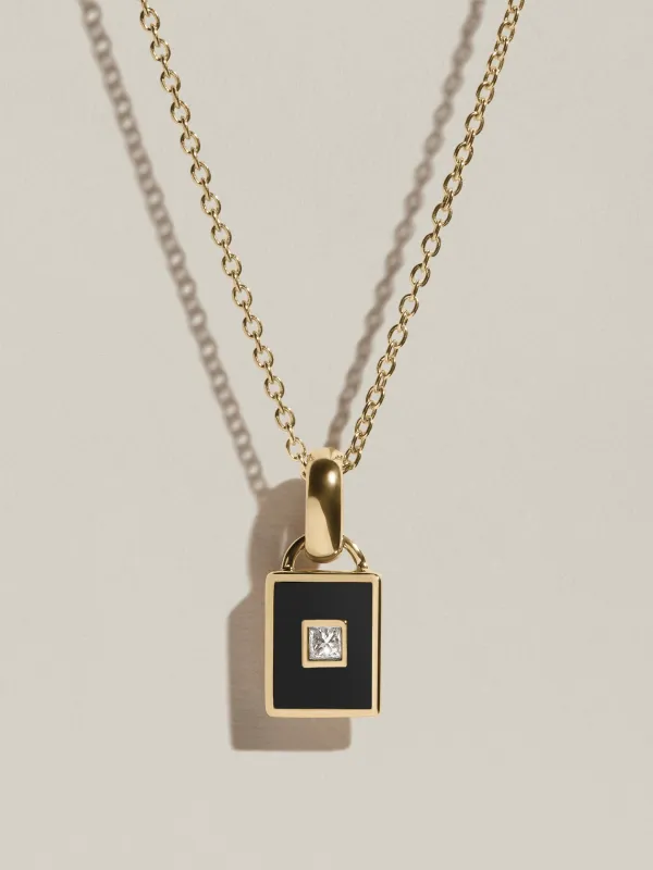 Rectangle Signet Pendant (Onyx & Diamond) sold by J. Hannah Jewelry