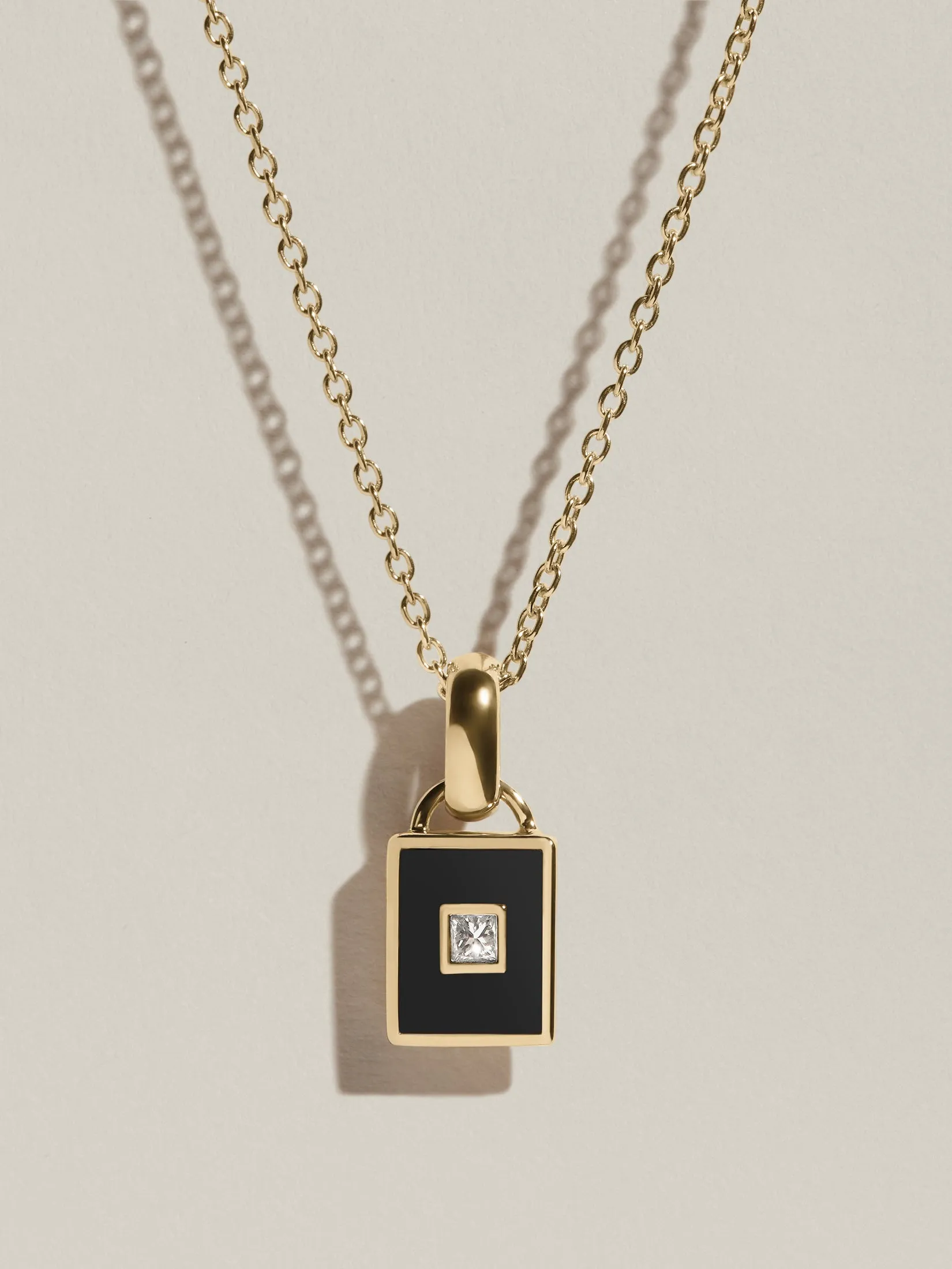 Rectangle Signet Pendant (Onyx & Diamond) sold by J. Hannah Jewelry