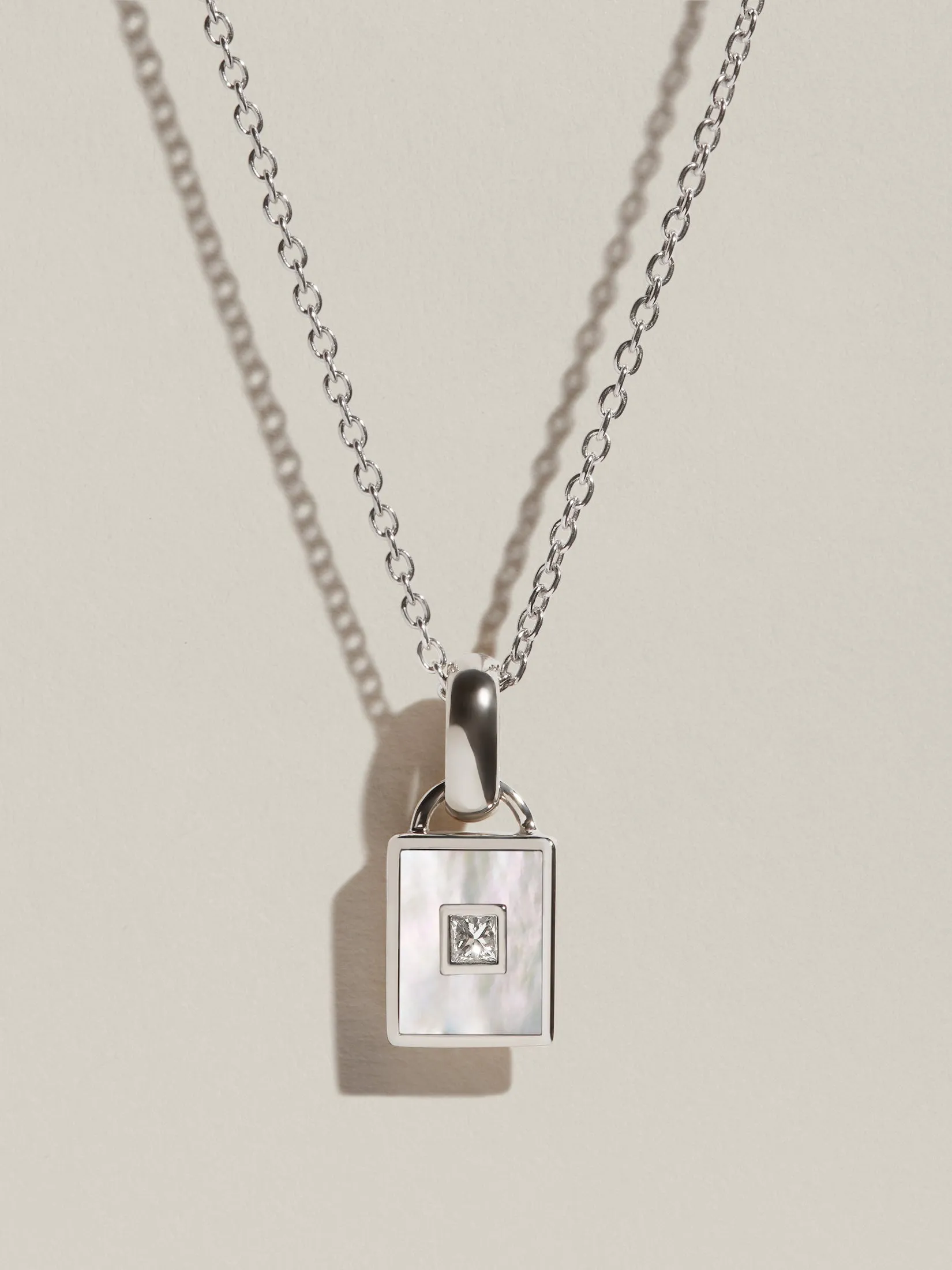 Rectangle Signet Pendant (MOP & Diamond) sold by J. Hannah Jewelry