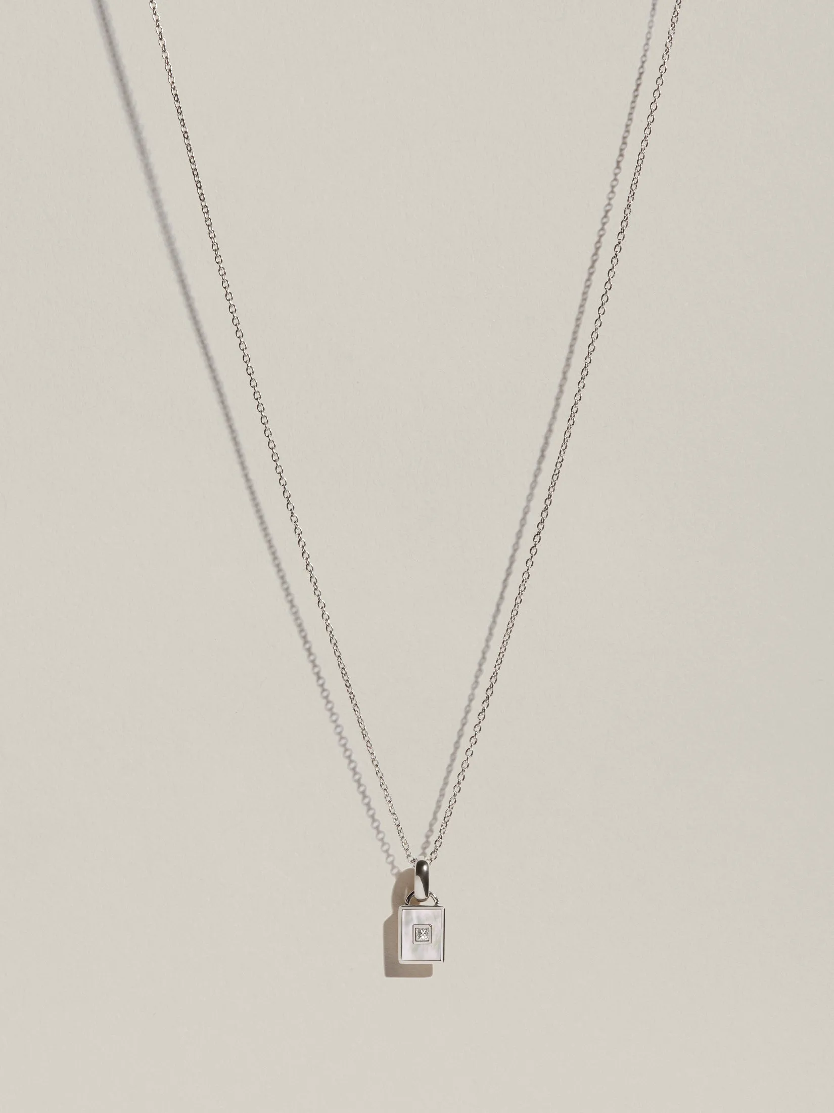 Rectangle Signet Pendant (MOP & Diamond) sold by J. Hannah Jewelry product image thumbnail 2