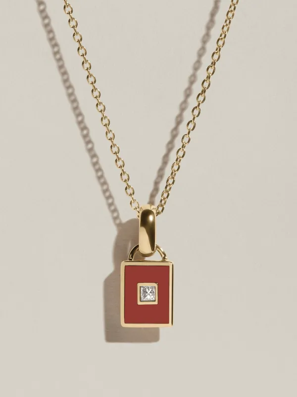 Rectangle Signet Pendant (Red Jasper & Diamond) sold by J. Hannah Jewelry