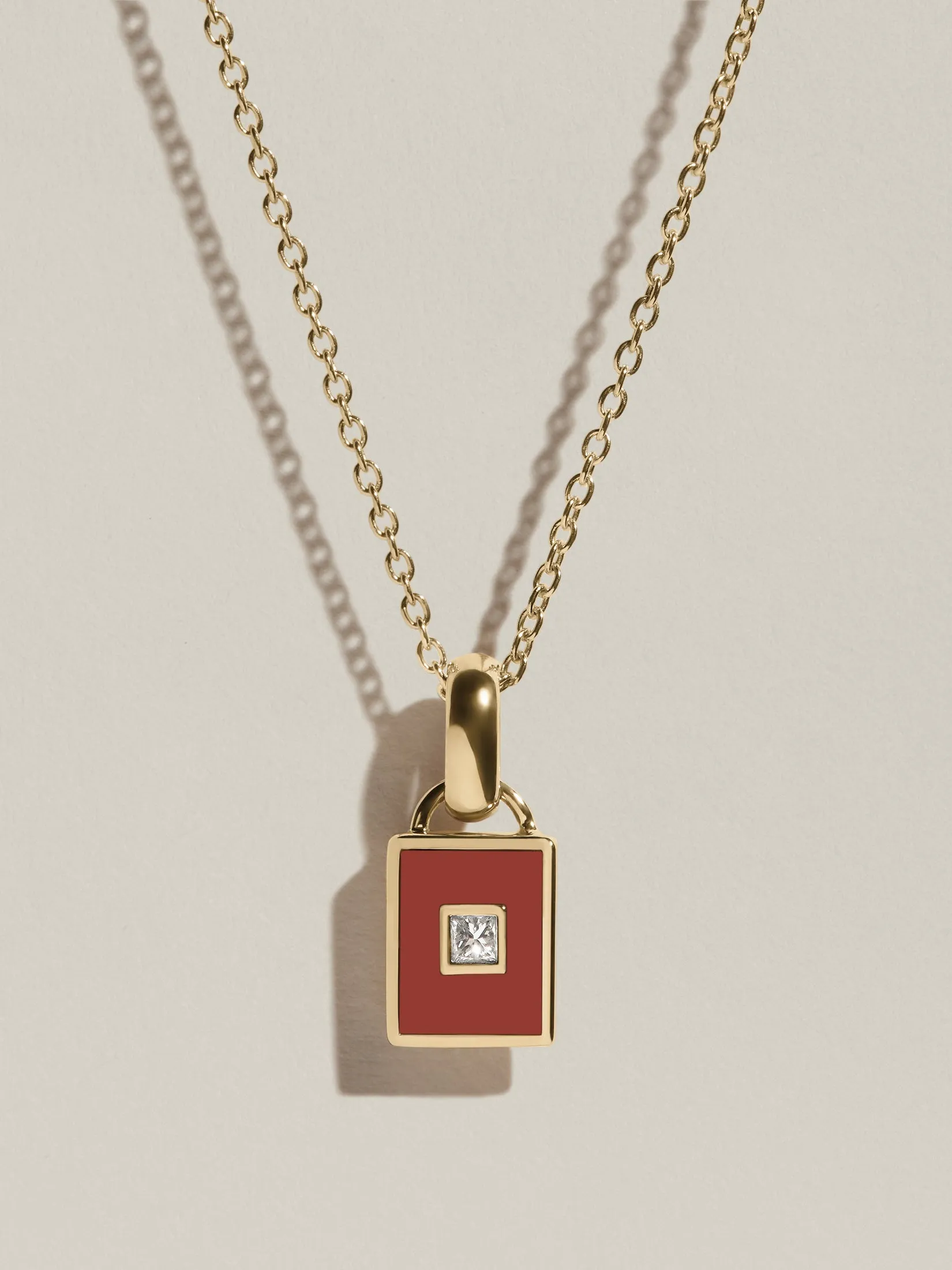 Rectangle Signet Pendant (Red Jasper & Diamond) sold by J. Hannah Jewelry