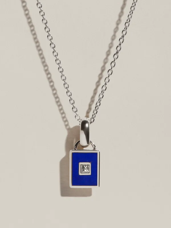 Rectangle Signet Pendant (Lapis & Diamond) sold by J. Hannah Jewelry