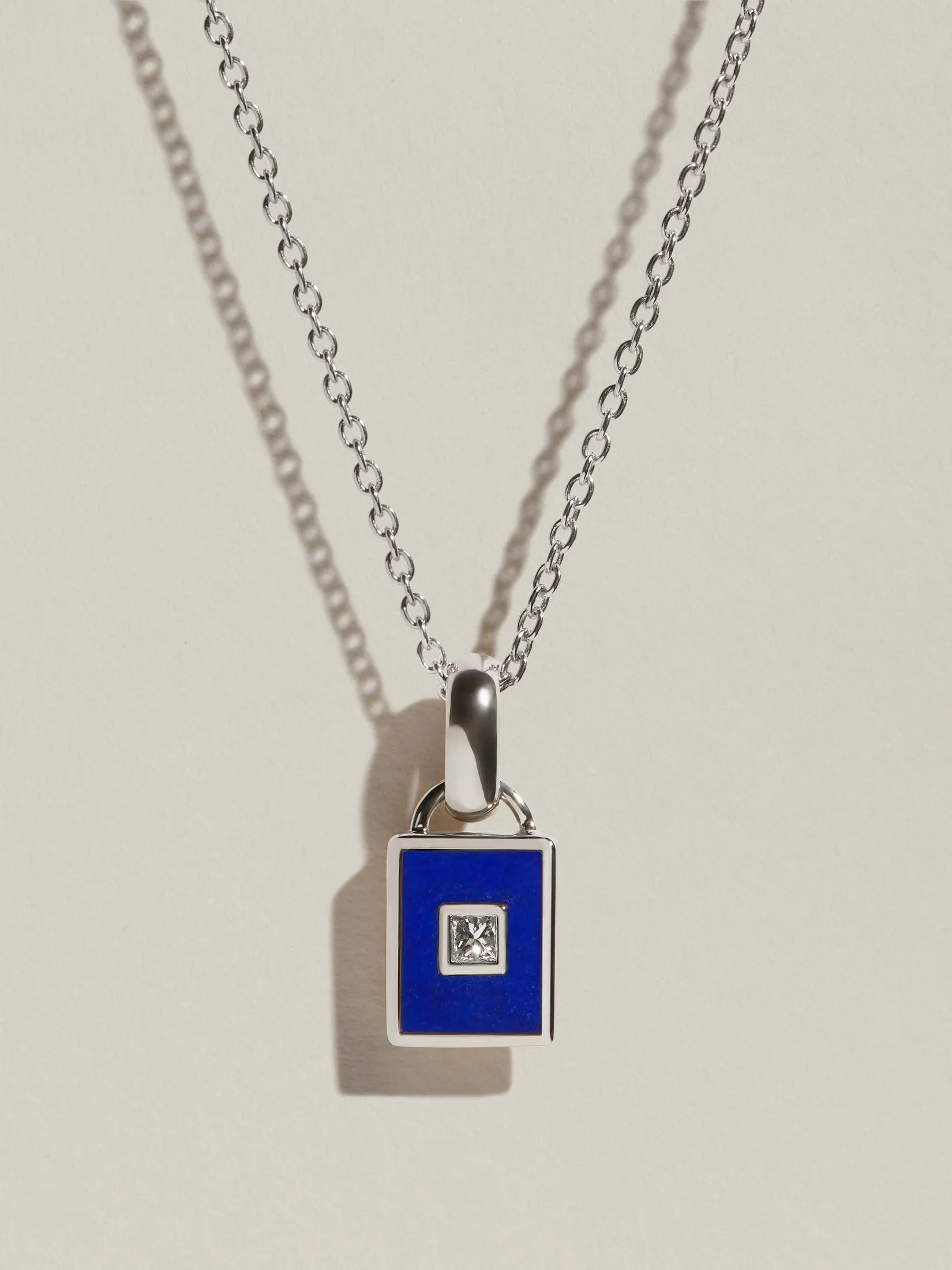 Rectangle Signet Pendant (Lapis & Diamond) sold by J. Hannah Jewelry