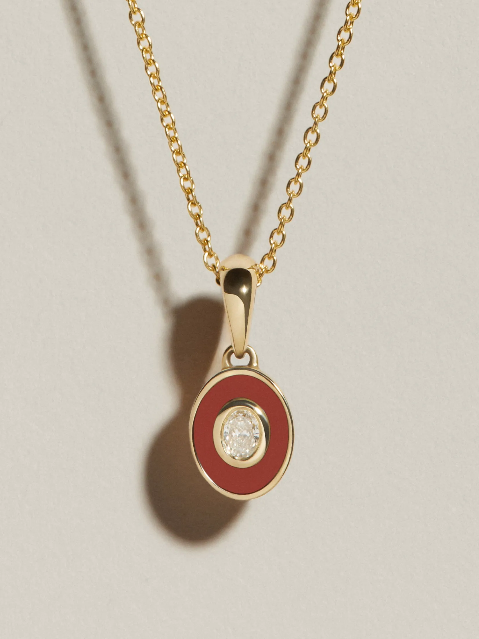 Oval Signet Pendant (Red Jasper & Diamond) sold by J. Hannah Jewelry