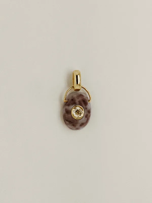 OOAK Gem Drop Pendant (Dolomite & Diamond) made by J. Hannah Jewelry