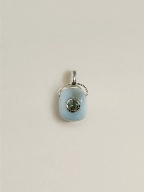 OOAK Gem Drop Pendant (Milky Opal & Sapphire) made by J. Hannah Jewelry