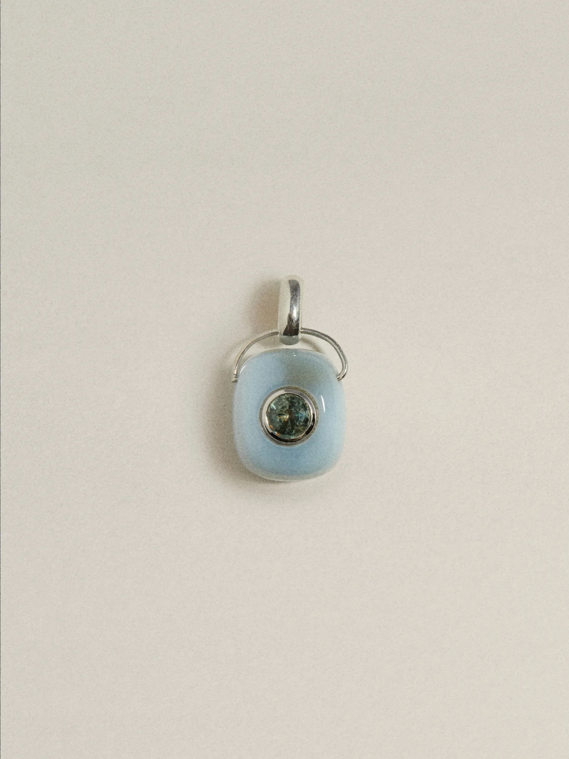 OOAK Gem Drop Pendant (Milky Opal & Sapphire) sold by J. Hannah Jewelry