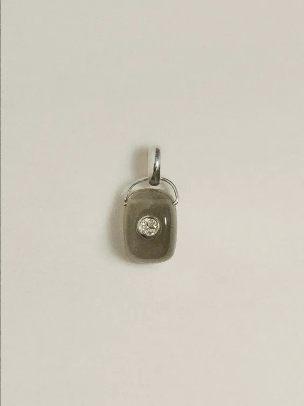 OOAK Gem Drop Pendant (Grey Moonstone & Diamond) made by J. Hannah Jewelry