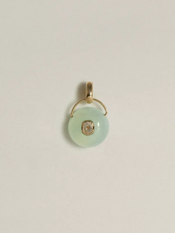 OOAK Gem Drop Pendant (Teal Chalcedony & Diamond) made by J. Hannah Jewelry