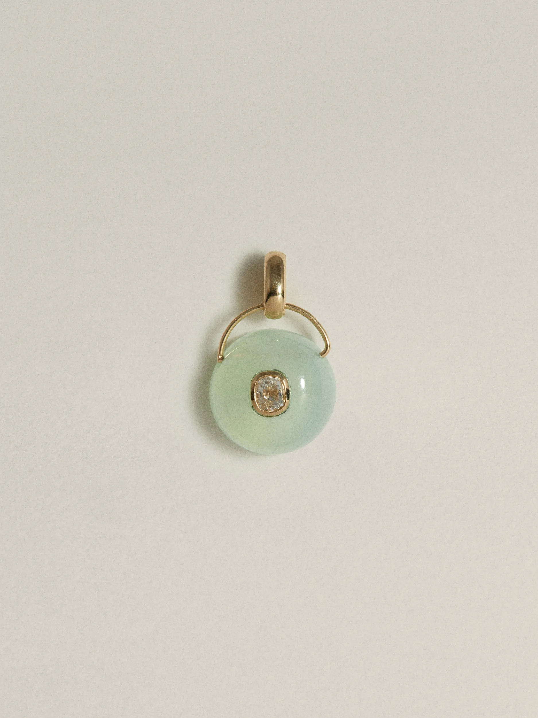 OOAK Gem Drop Pendant (Teal Chalcedony & Diamond) sold by J. Hannah Jewelry