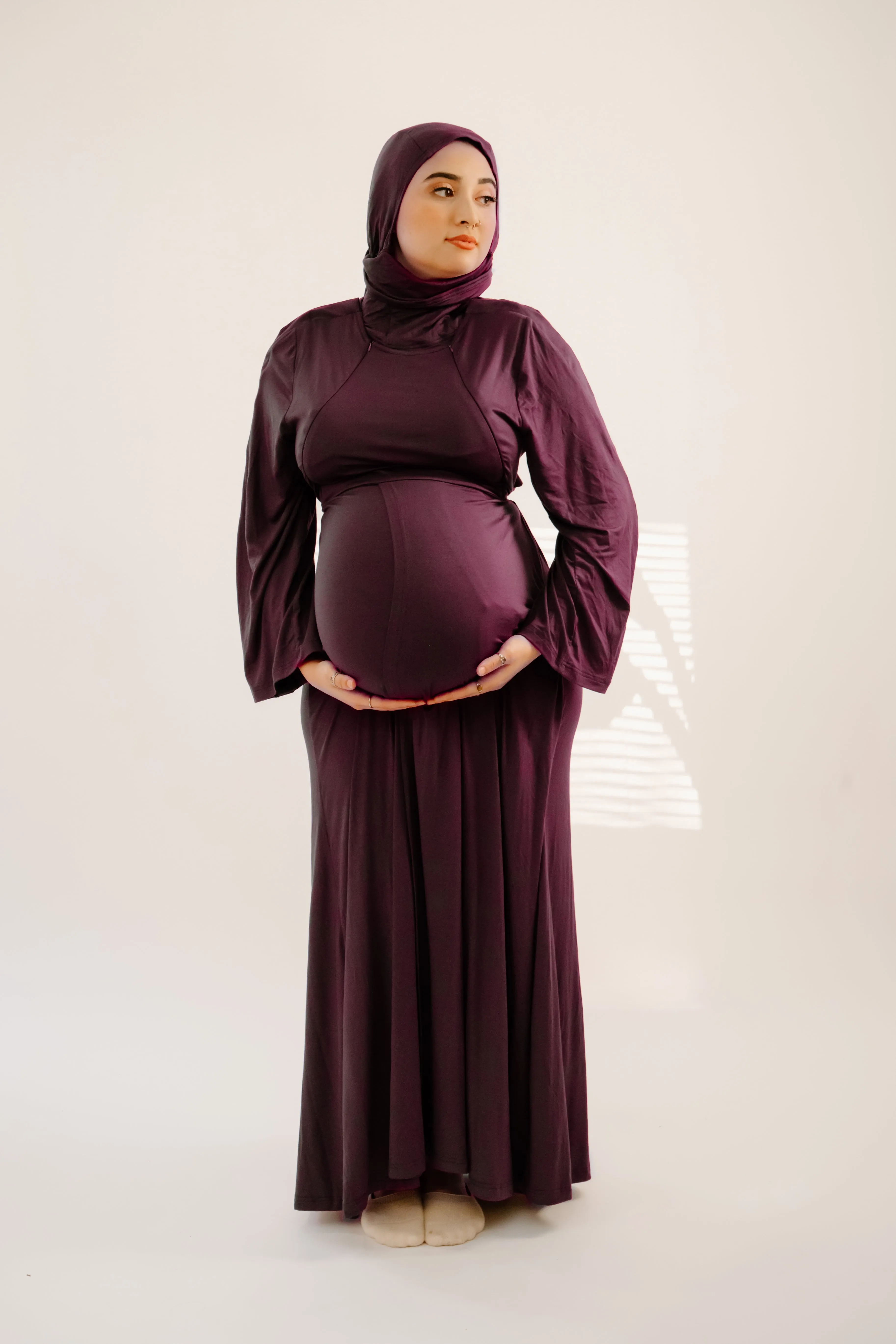 Nadia Labor & Postpartum Gown in Plum sold by Lila Maternity product image thumbnail 5