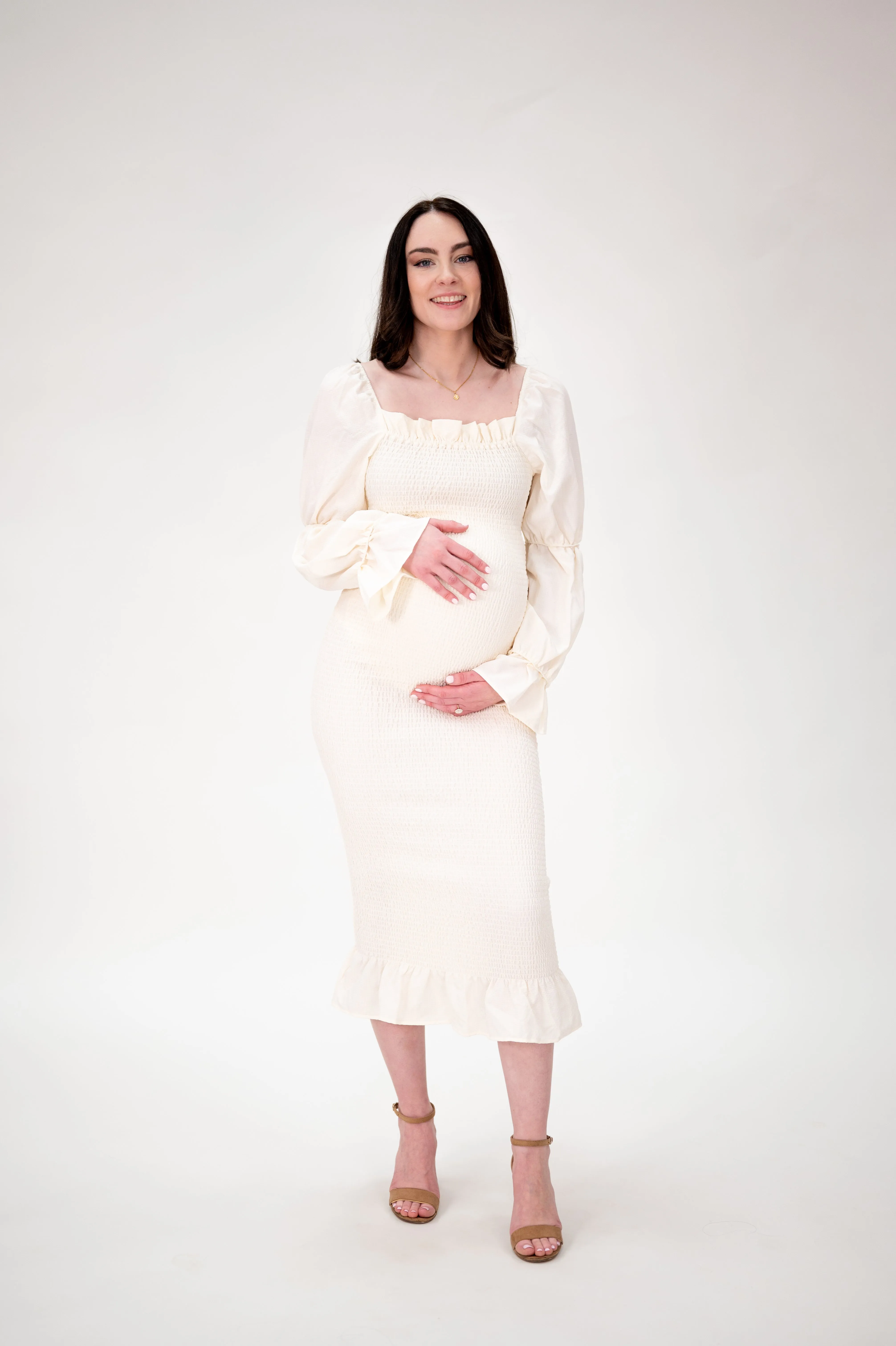 Daphne Dress in Cremé sold by Lila Maternity