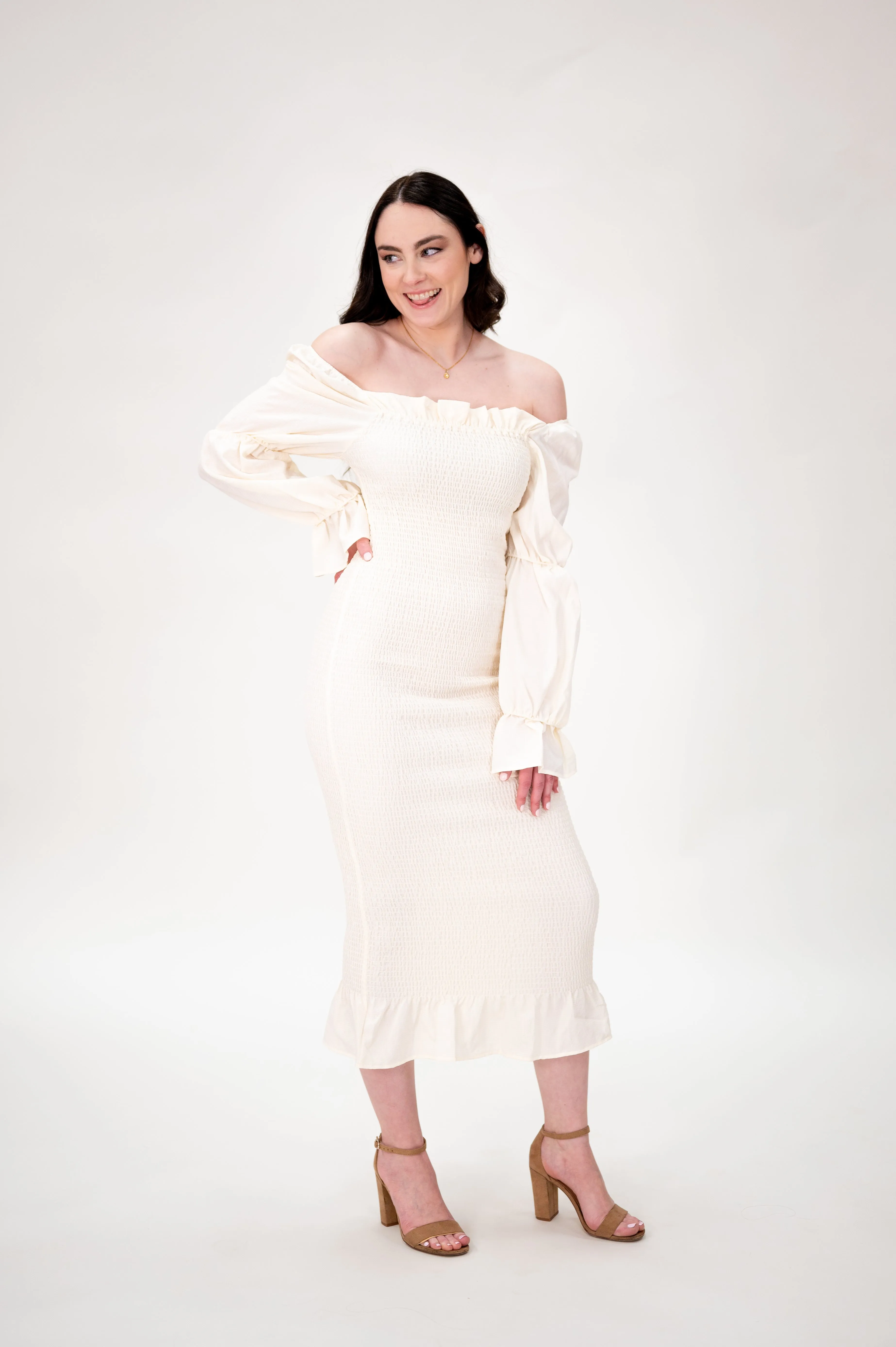 Daphne Dress in Cremé sold by Lila Maternity product image thumbnail 3