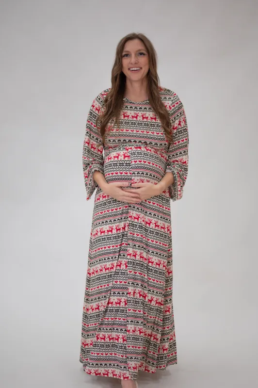 Nadia Labor & Postpartum Gown Holiday edition sold by Lila Maternity