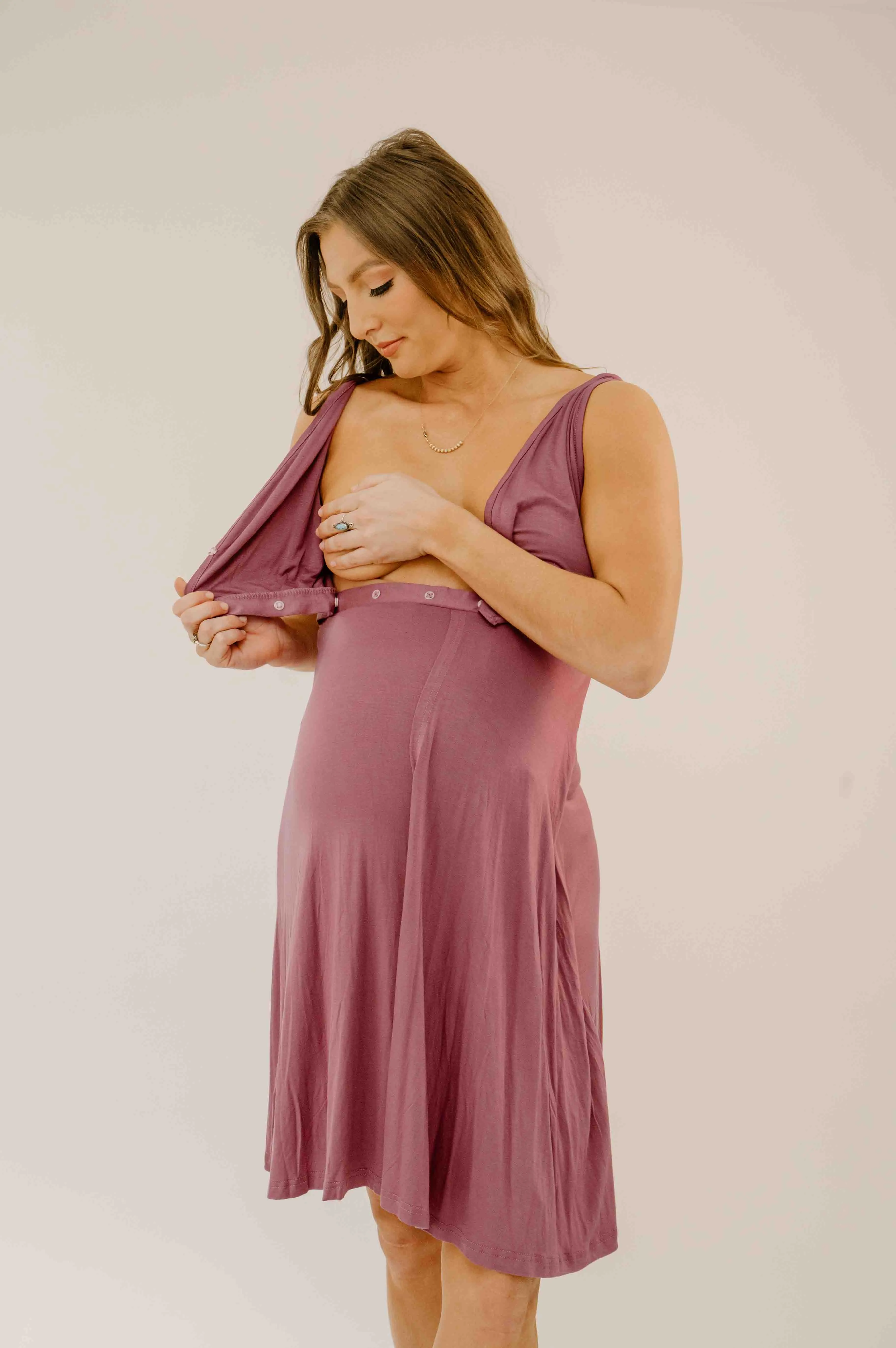 Juliet Labor & Postpartum Gown in Dusty Rose-Limited Time sold by Lila Maternity product image thumbnail 2