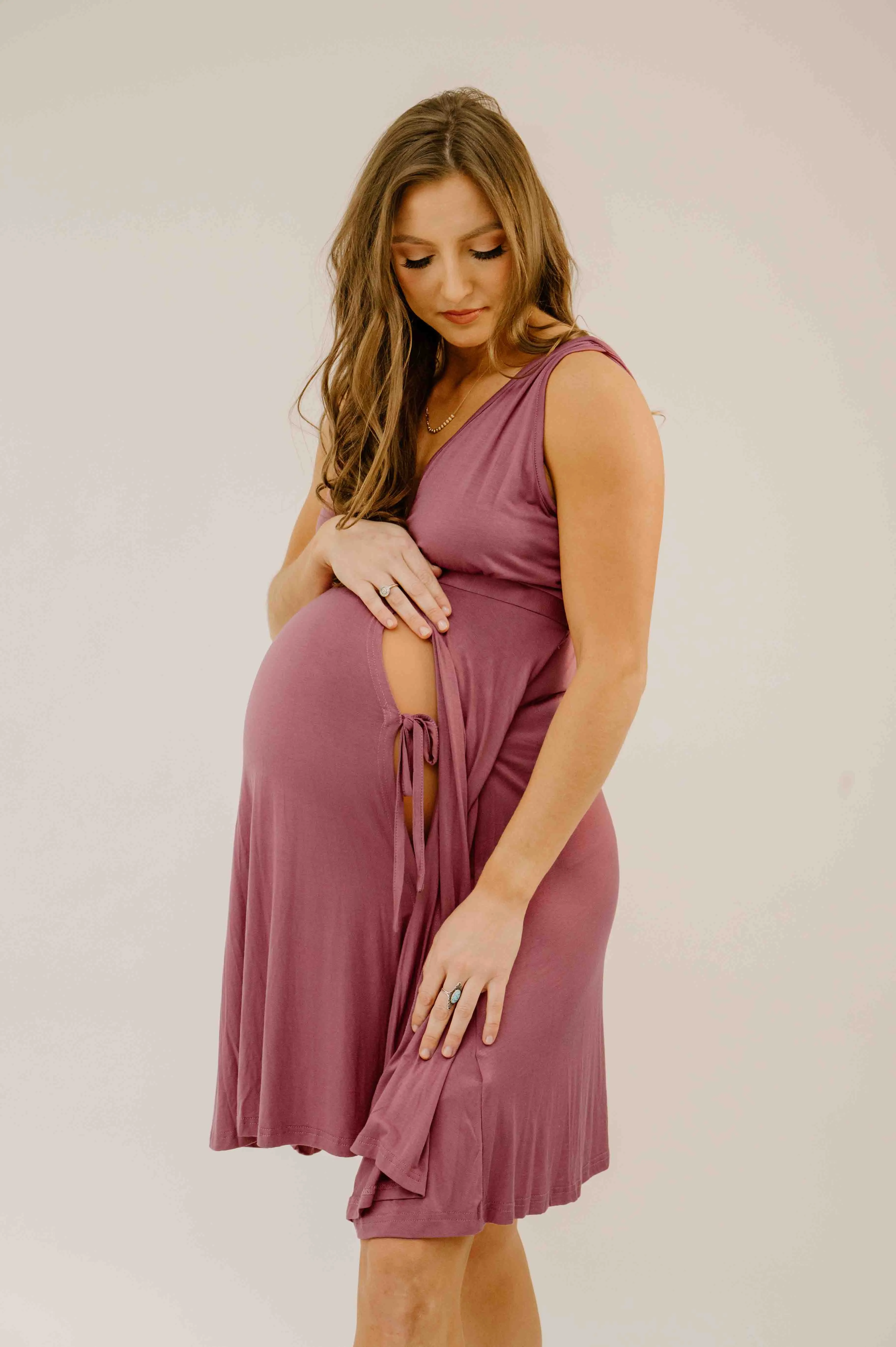 Juliet Labor & Postpartum Gown in Dusty Rose-Limited Time sold by Lila Maternity product image thumbnail 3