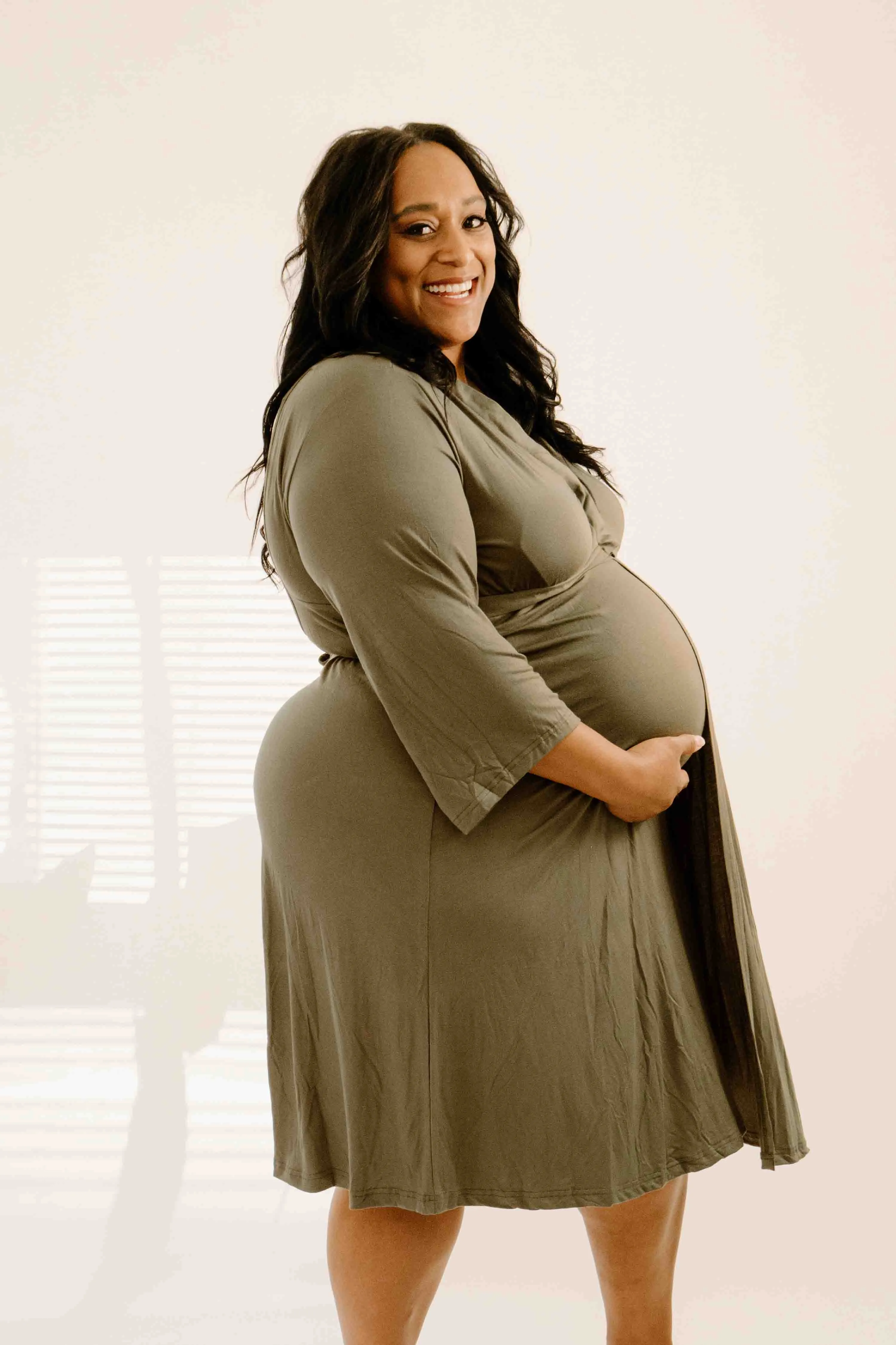 Lila Labor & Postpartum Gown in Sage sold by Lila Maternity