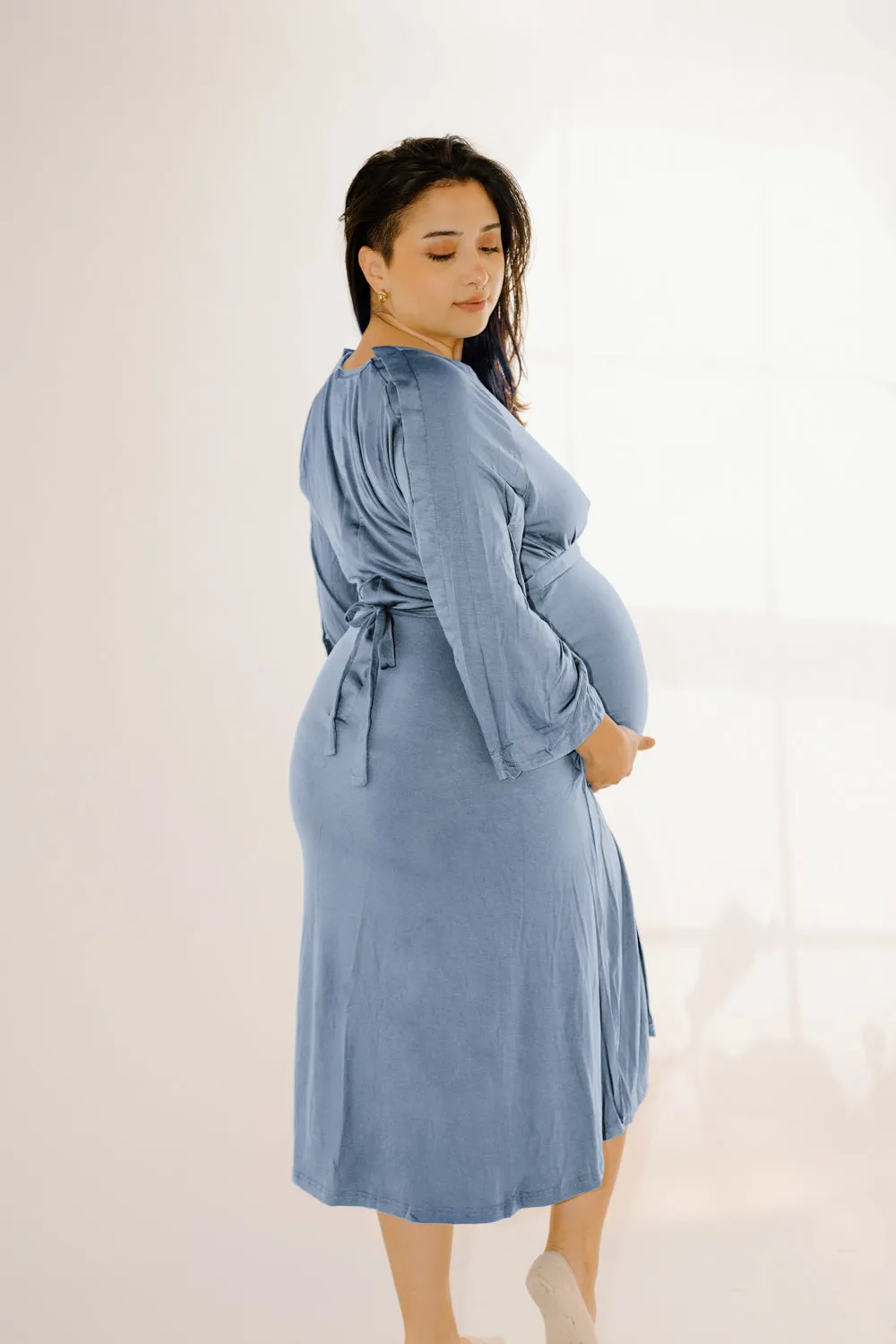 Amelia Labor & Postpartum Gown in Periwinkle sold by Lila Maternity product image thumbnail 3