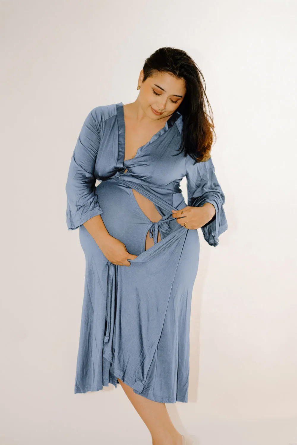 Amelia Labor & Postpartum Gown in Periwinkle sold by Lila Maternity product image thumbnail 2