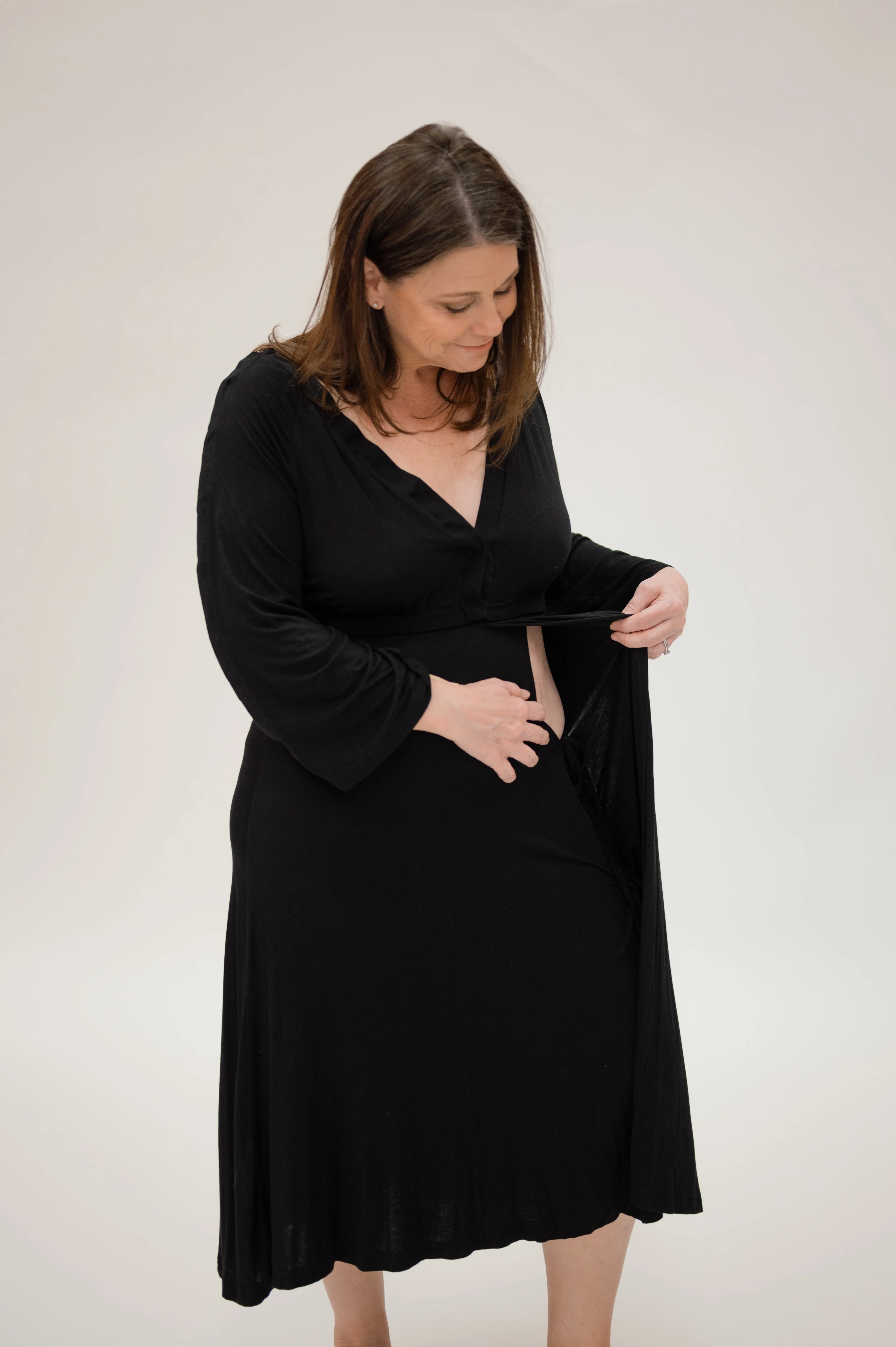 Amelia Labor & Postpartum Gown in Black sold by Lila Maternity product image thumbnail 3