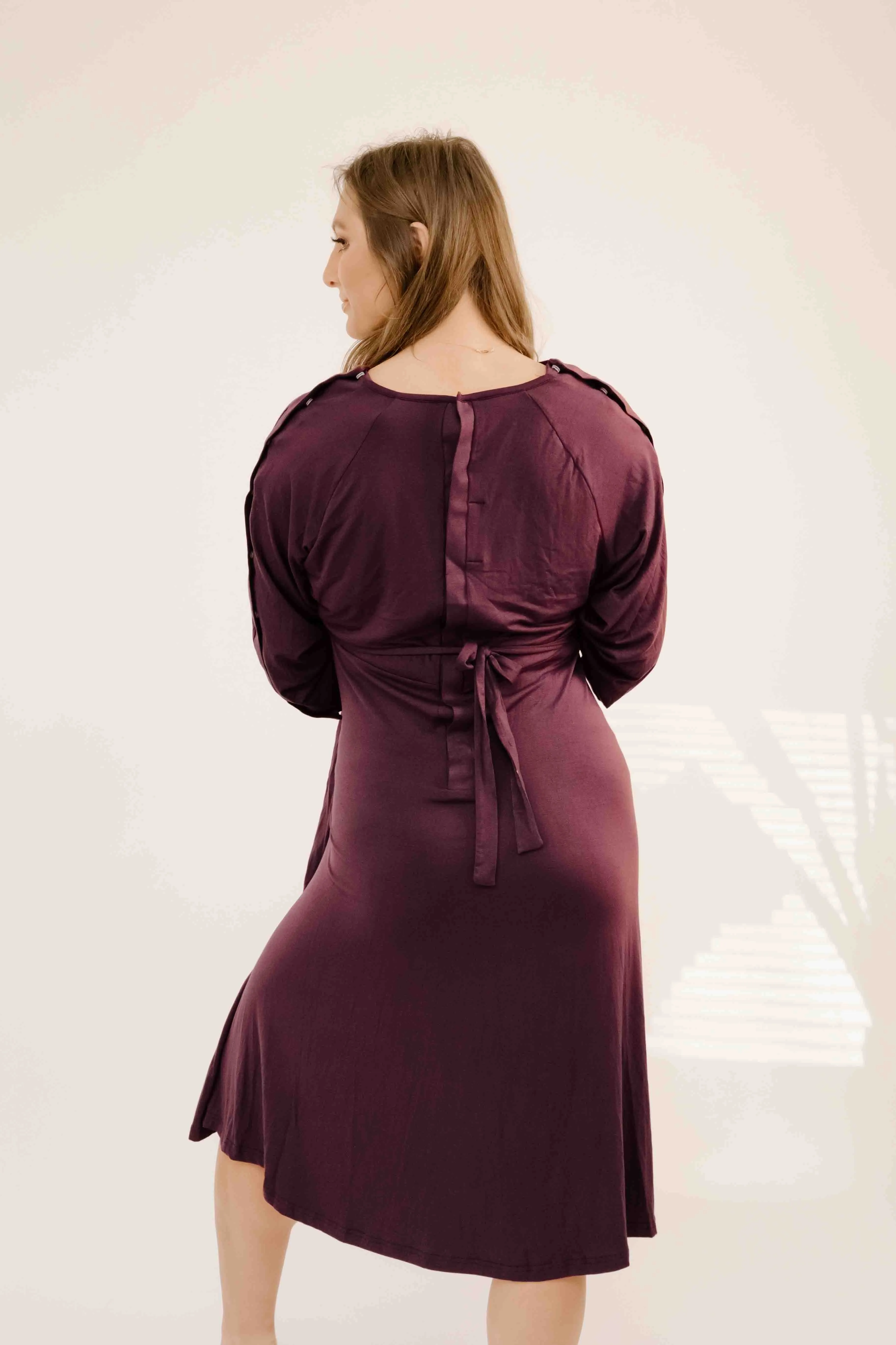 Amelia Labor & Postpartum Gown in Plum sold by Lila Maternity product image thumbnail 3