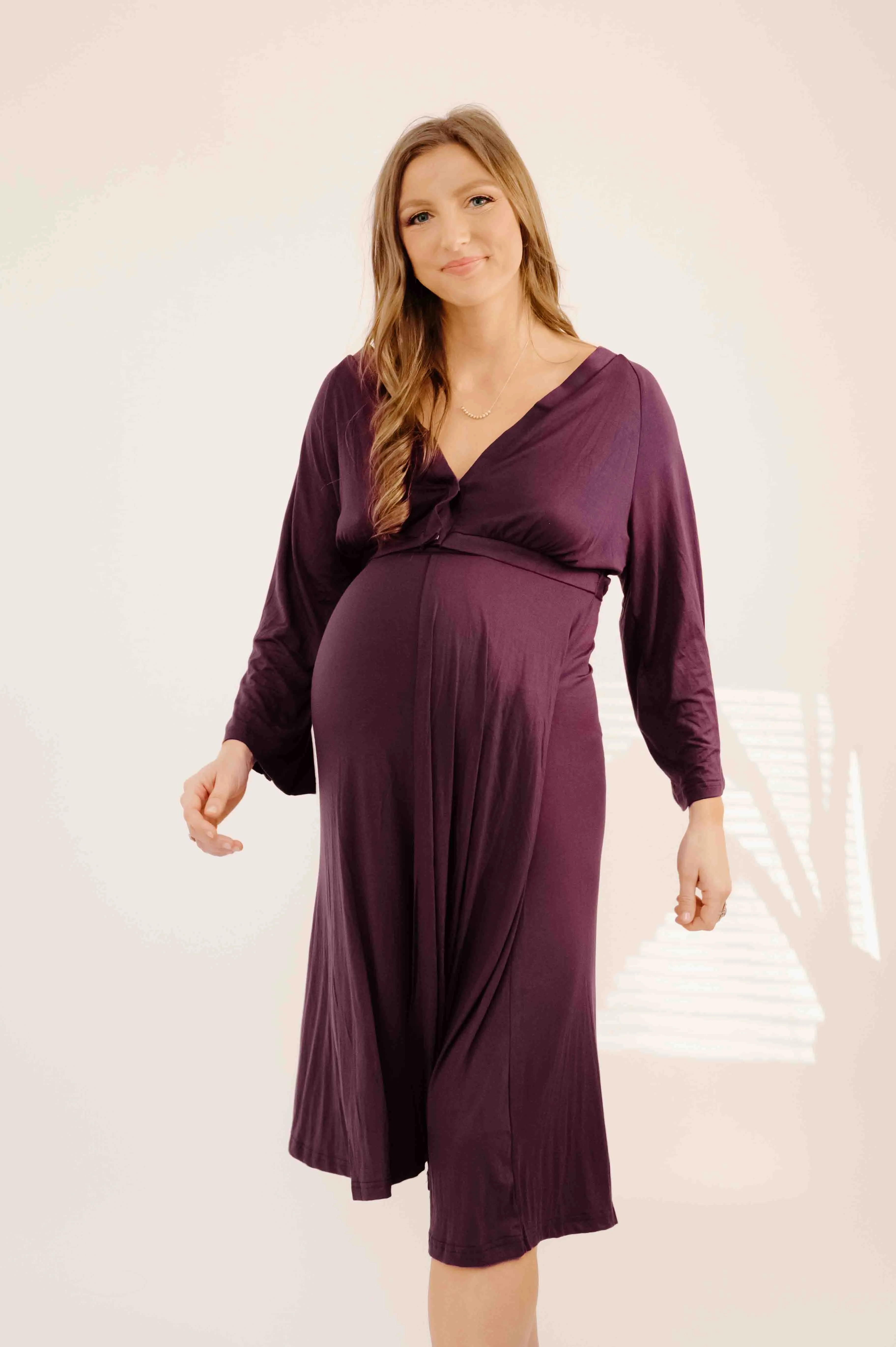 Amelia Labor & Postpartum Gown in Plum sold by Lila Maternity product image thumbnail 2