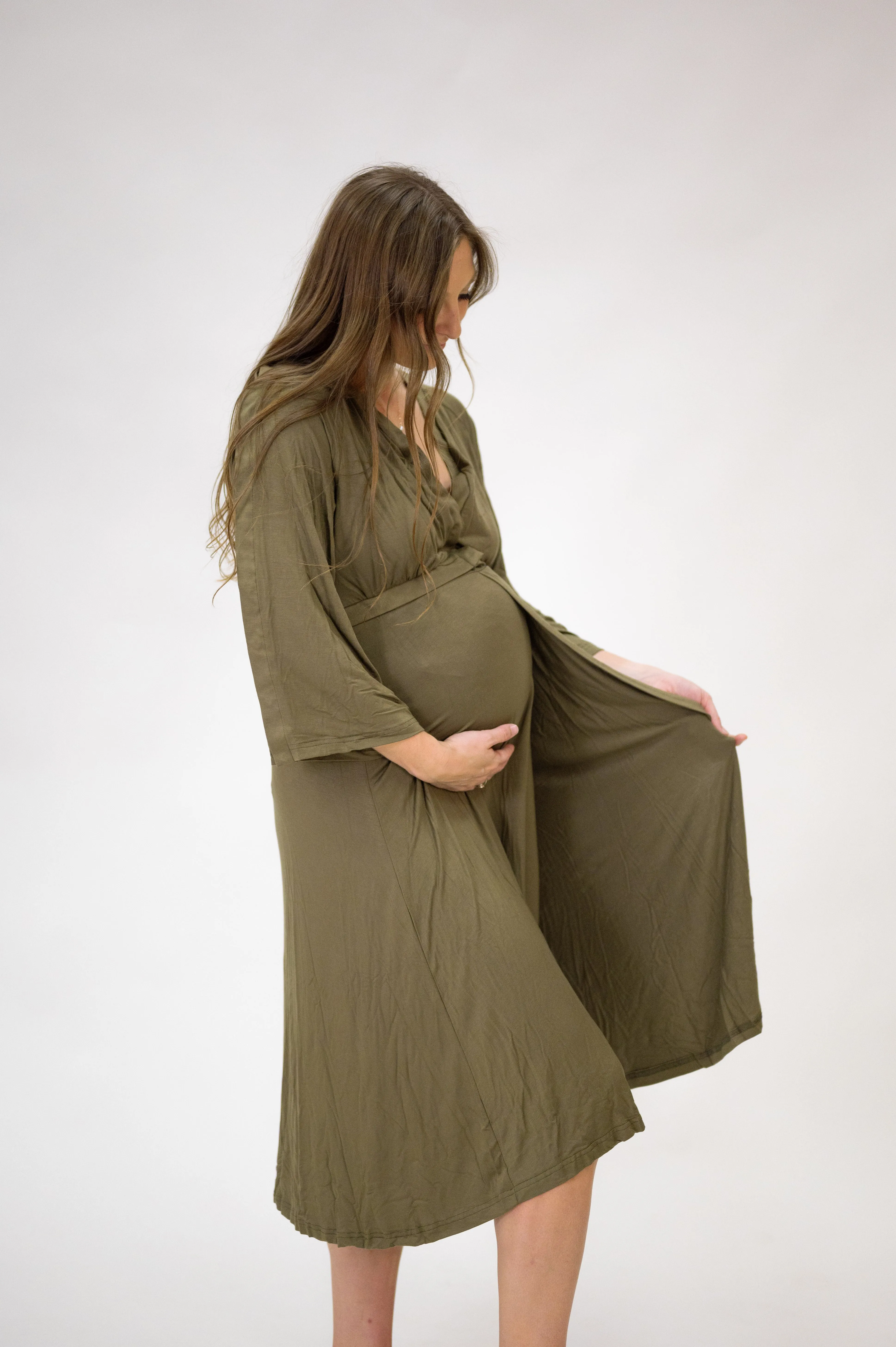 Amelia Labor & Postpartum Gown in Sage sold by Lila Maternity product image thumbnail 5