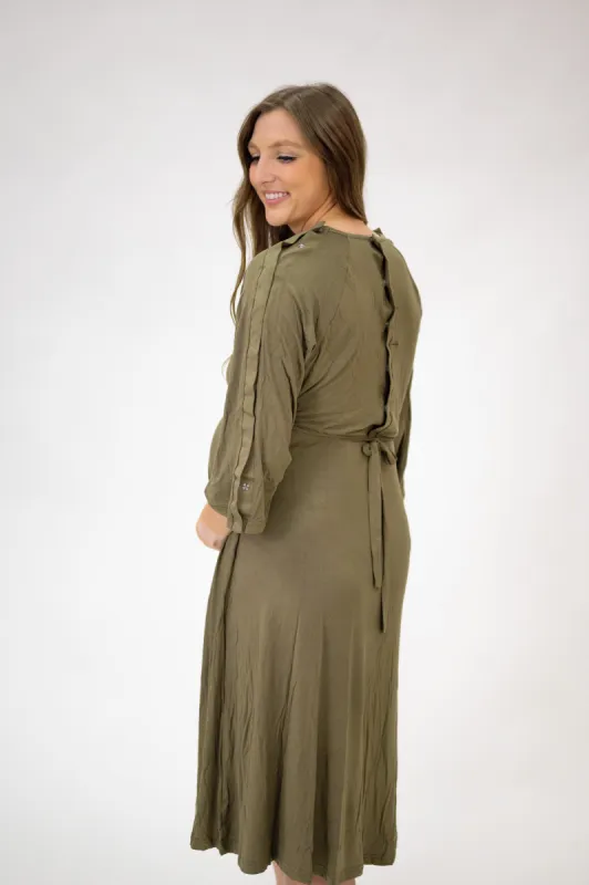Amelia Labor & Postpartum Gown in Sage sold by Lila Maternity