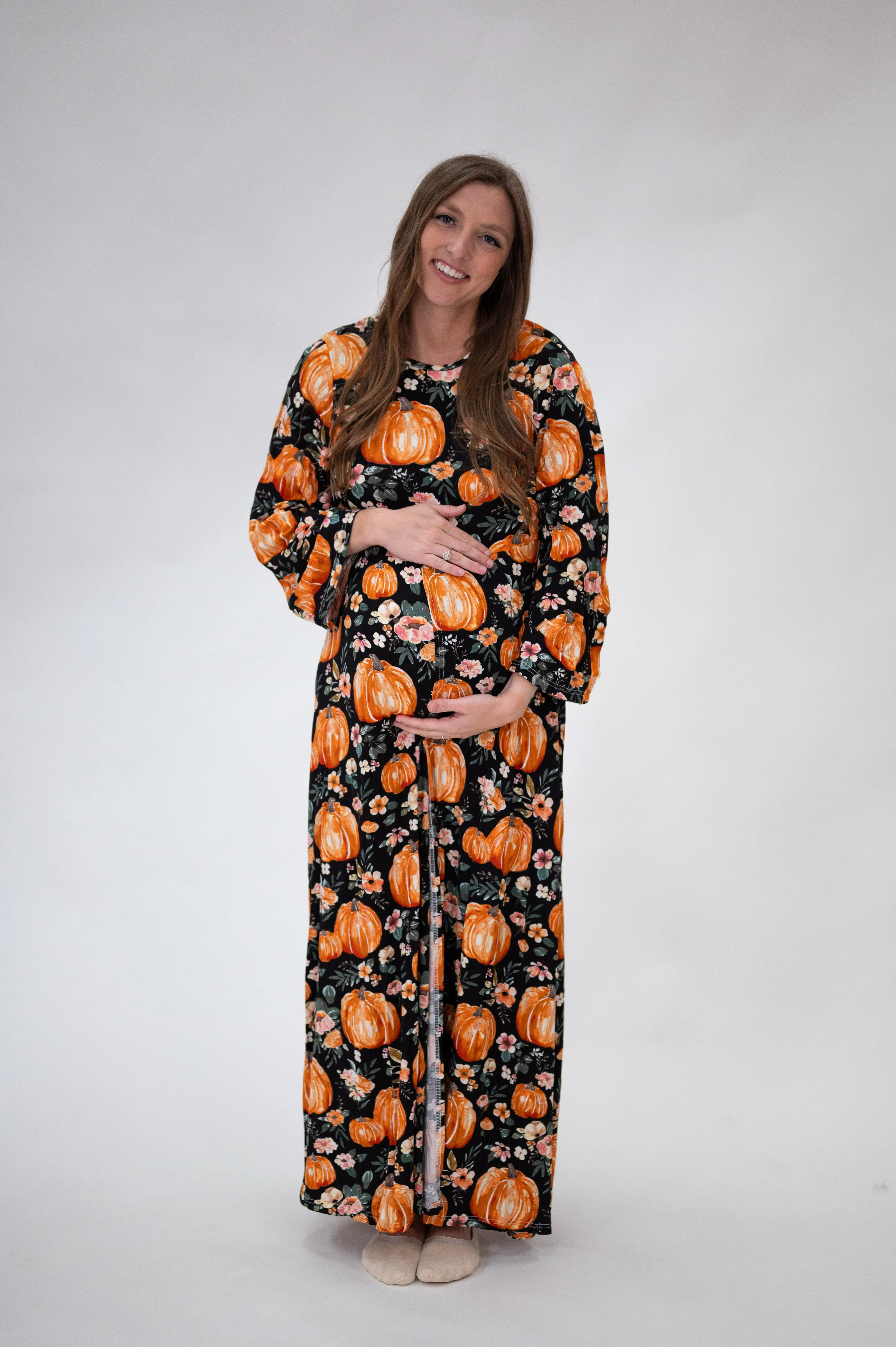 Nadia Labor & Postpartum Gown in Harvest Floral sold by Lila Maternity product image thumbnail 2